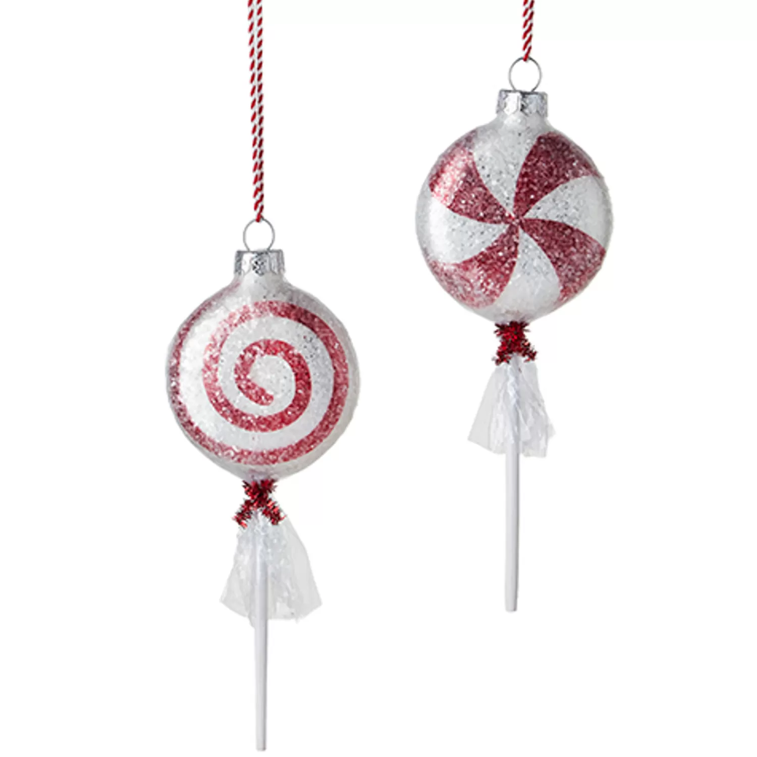 The Jolly Christmas Shop Glass Ornaments | Food | Raz 7.5" Wrapped Peppermint Lollipop Glass Christmas Ornament 4220863