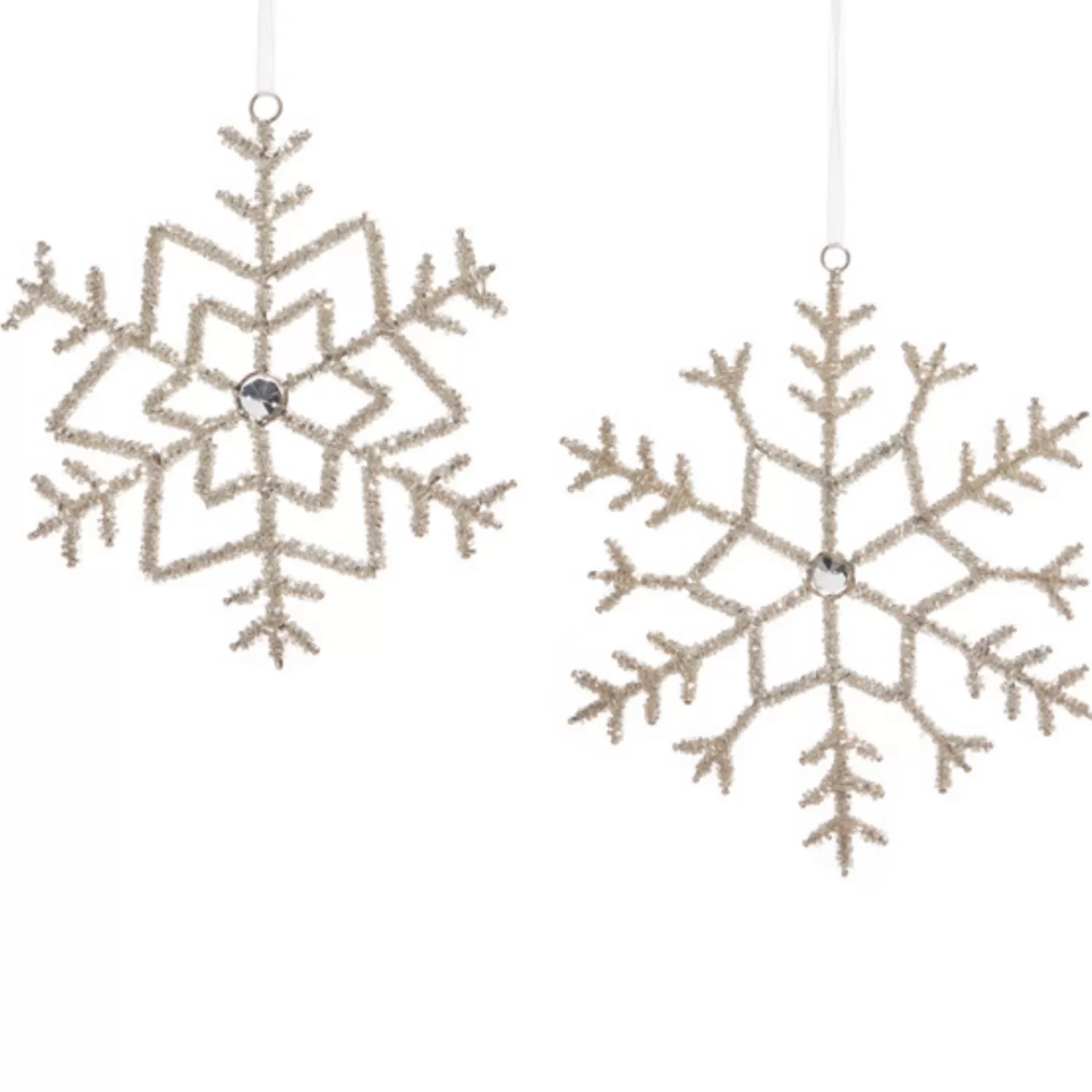 The Jolly Christmas Shop Snowflake Soiree | Snow Christmas Decorations | Raz 7" Or 8.5" Beaded Silver Snowflake Christmas Ornament