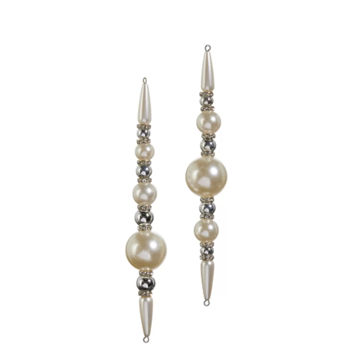 The Jolly Christmas Shop Oh Night Divine | Elegant | Raz 7" Silver Pearl Strand Christmas Ornament Set Of 2 4416226