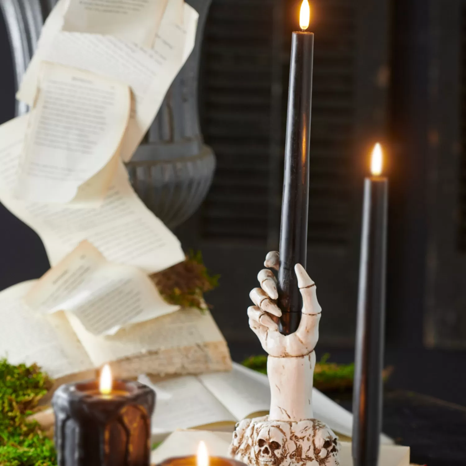 The Jolly Christmas Shop Halloween Candles & Candle Holders | Raz 7" Skeleton Hand Halloween Taper Candle Holder Decoration 4411316
