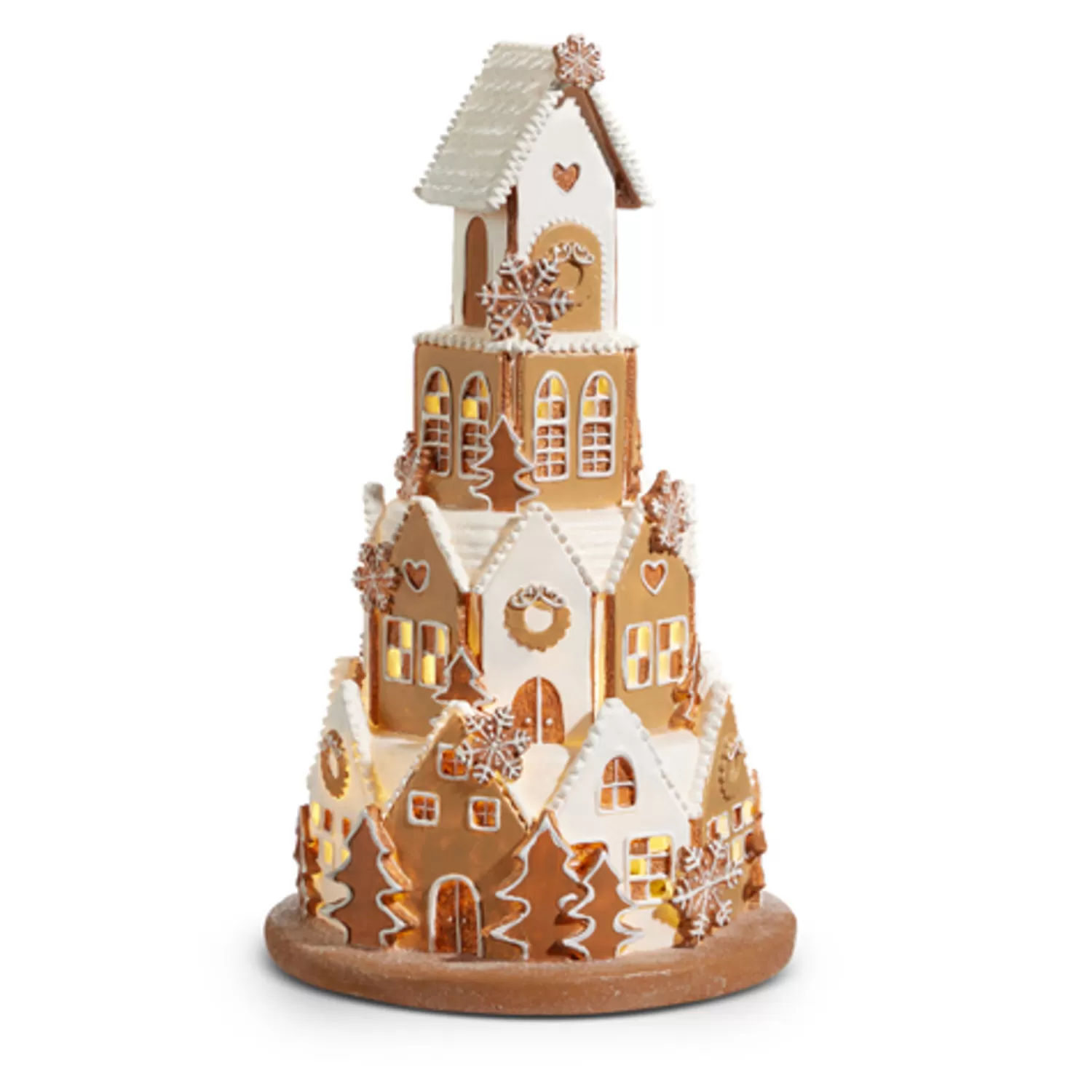 The Jolly Christmas Shop Gingerbread | Gingerbread Lane | Raz 8.5" Or 16" White Icing Lighted Round Christmas Gingerbread House Decoration