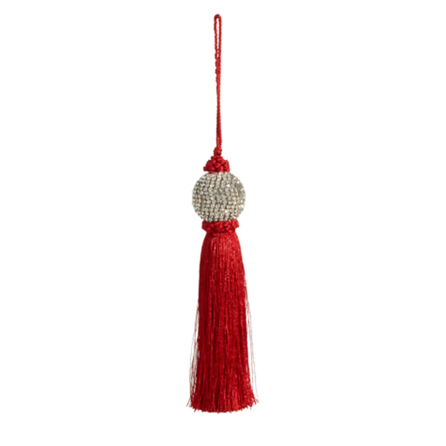 The Jolly Christmas Shop Sleigh Bells | Christmas Traditions | Raz 8" Or 10" Red Tassel And Jeweled Ball Christmas Ornament