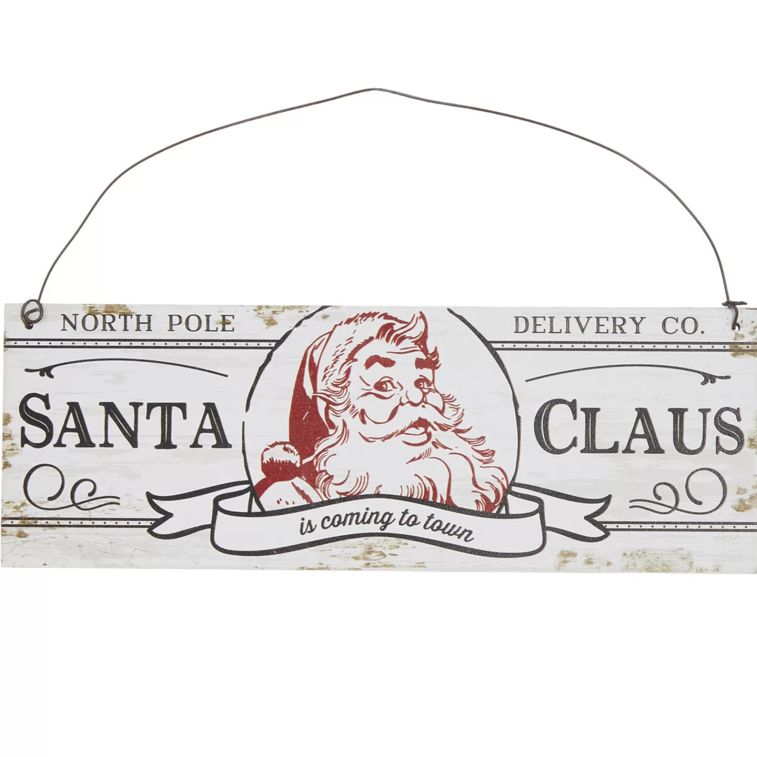 The Jolly Christmas Shop Sleigh Bells | Santa Christmas Decorations | Raz 8" Santa Claus Hanging Christmas Ornament Sign 4116170
