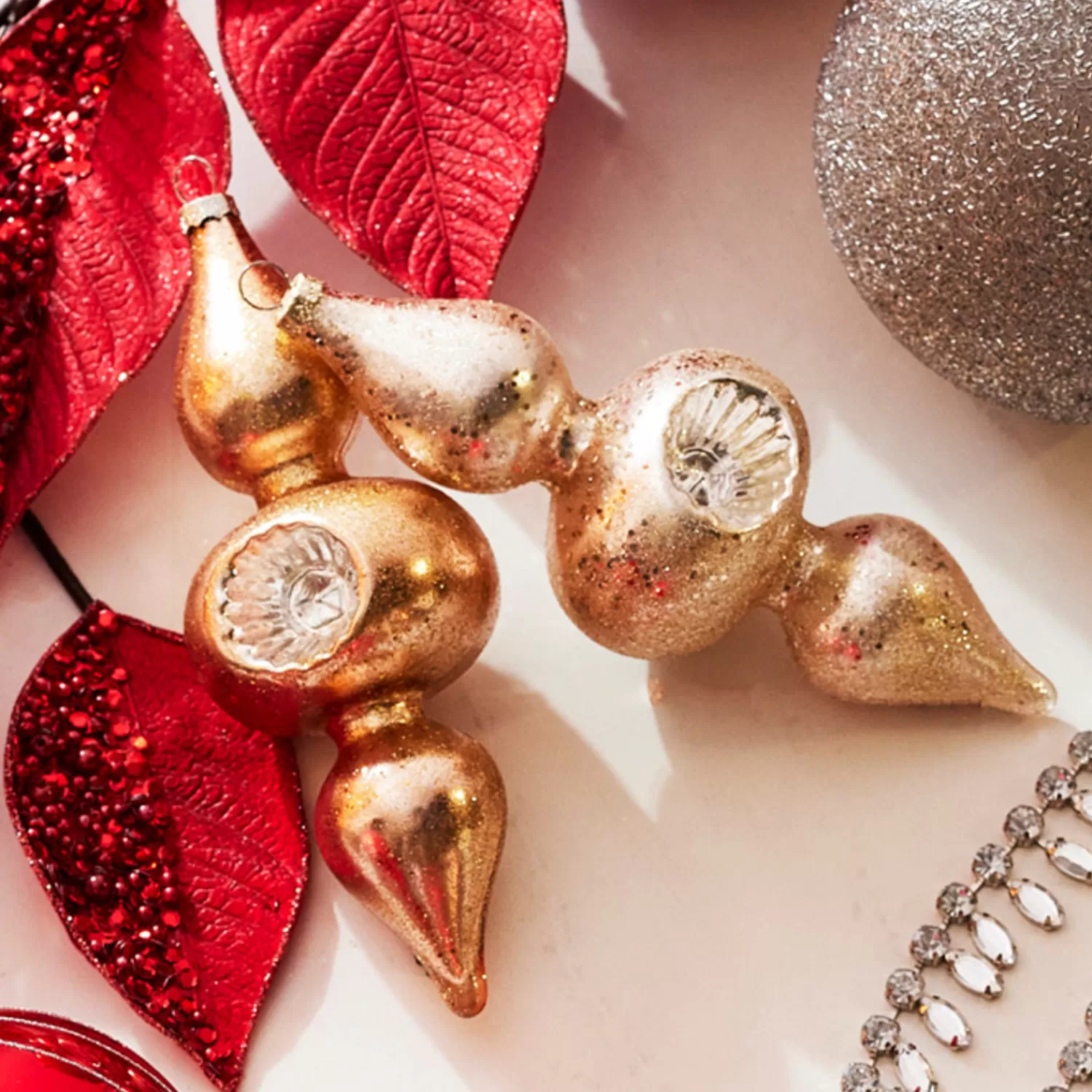 The Jolly Christmas Shop Sleigh Bells | Bells | Raz 8" Silver And Gold Reflector Finial Glass Christmas Ornament 4324535