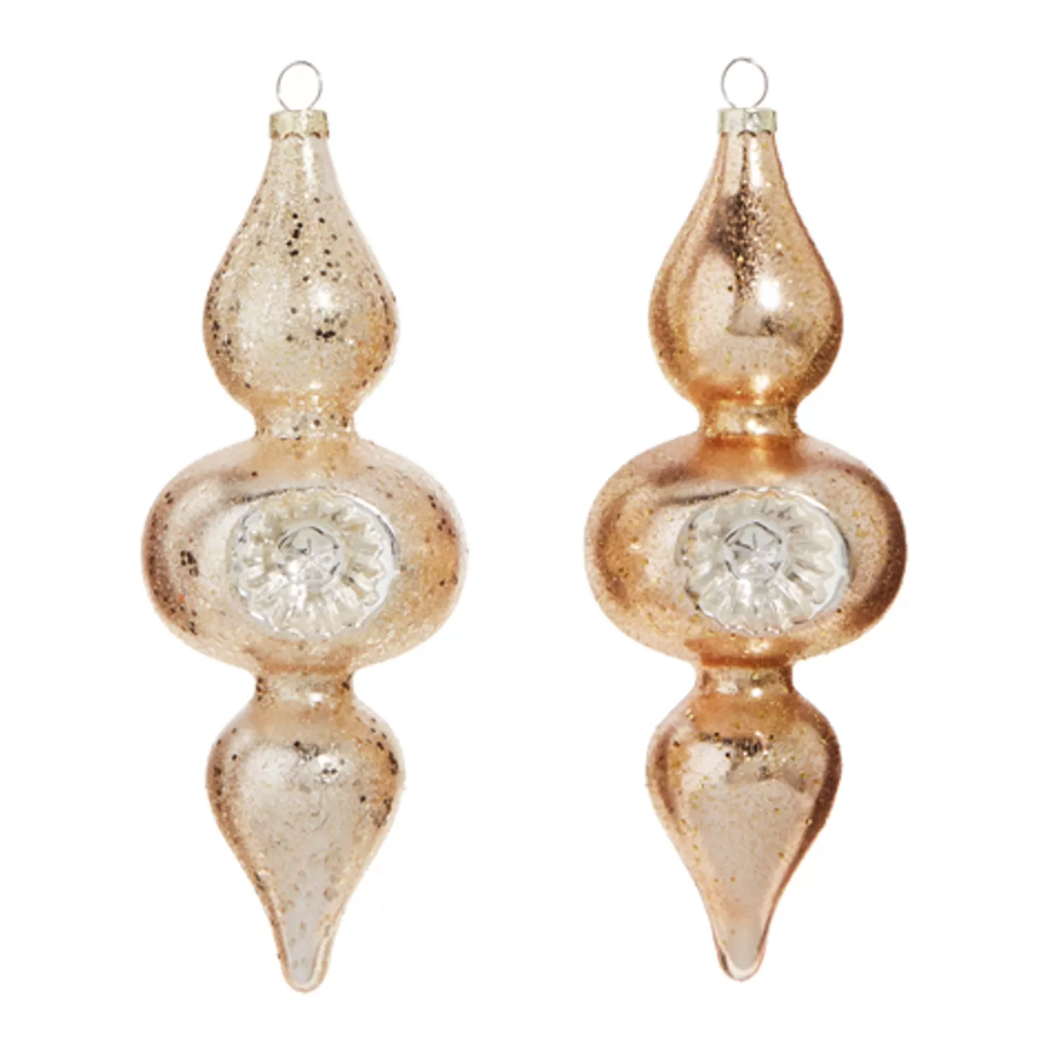 The Jolly Christmas Shop Sleigh Bells | Bells | Raz 8" Silver And Gold Reflector Finial Glass Christmas Ornament 4324535