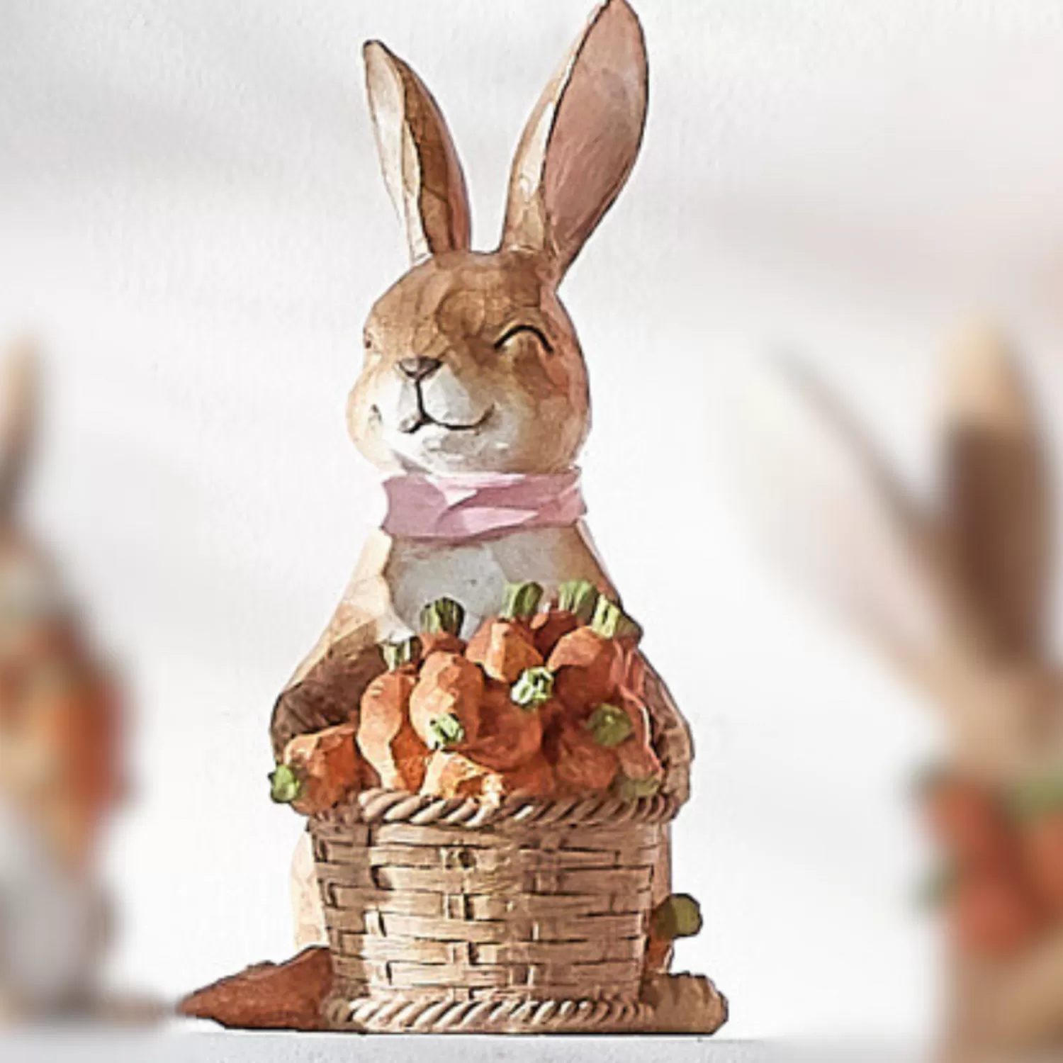 The Jolly Christmas Shop Figurines | Raz 9.25" Bunny With Basket Of Carrots Easter Decoration 4411116