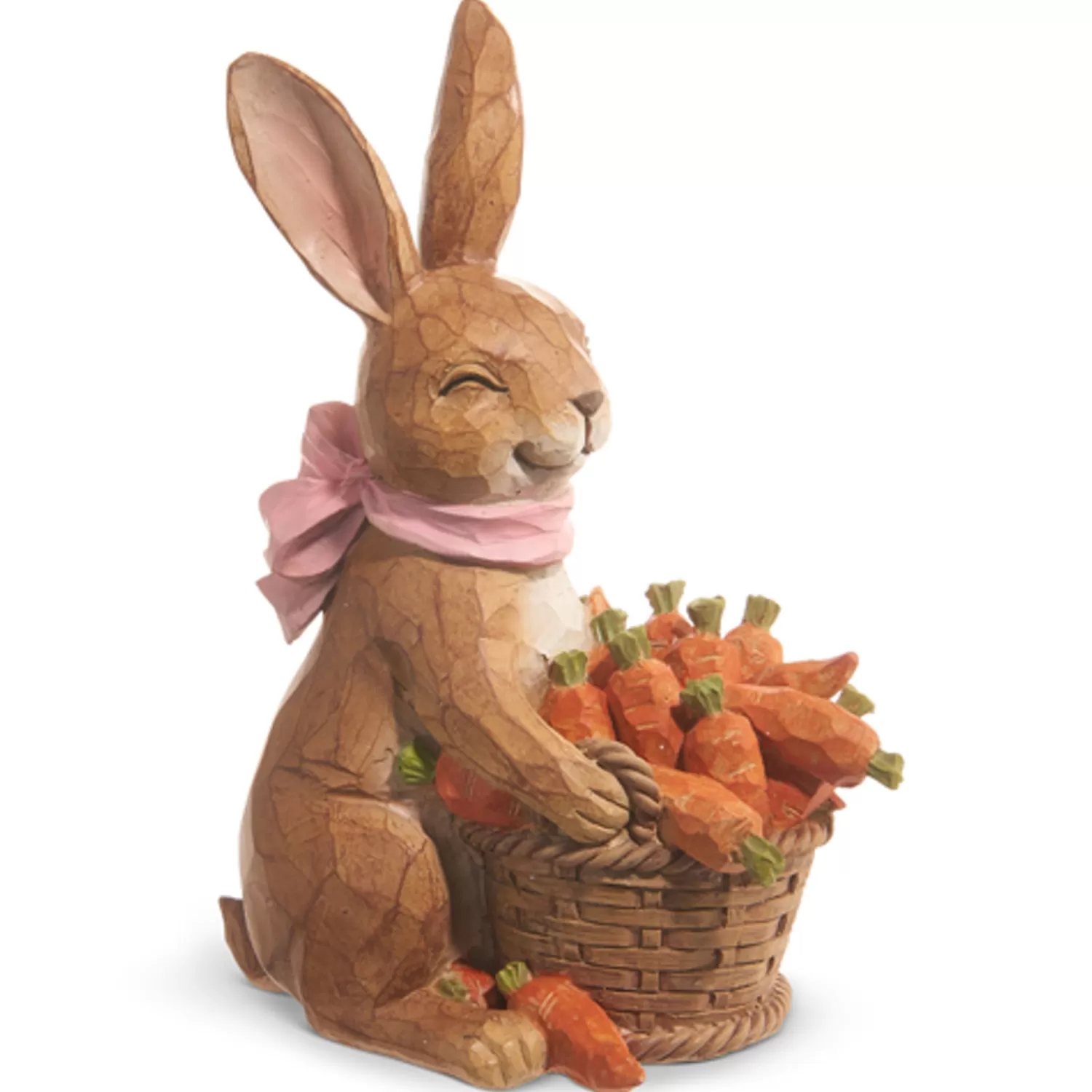 The Jolly Christmas Shop Figurines | Raz 9.25" Bunny With Basket Of Carrots Easter Decoration 4411116