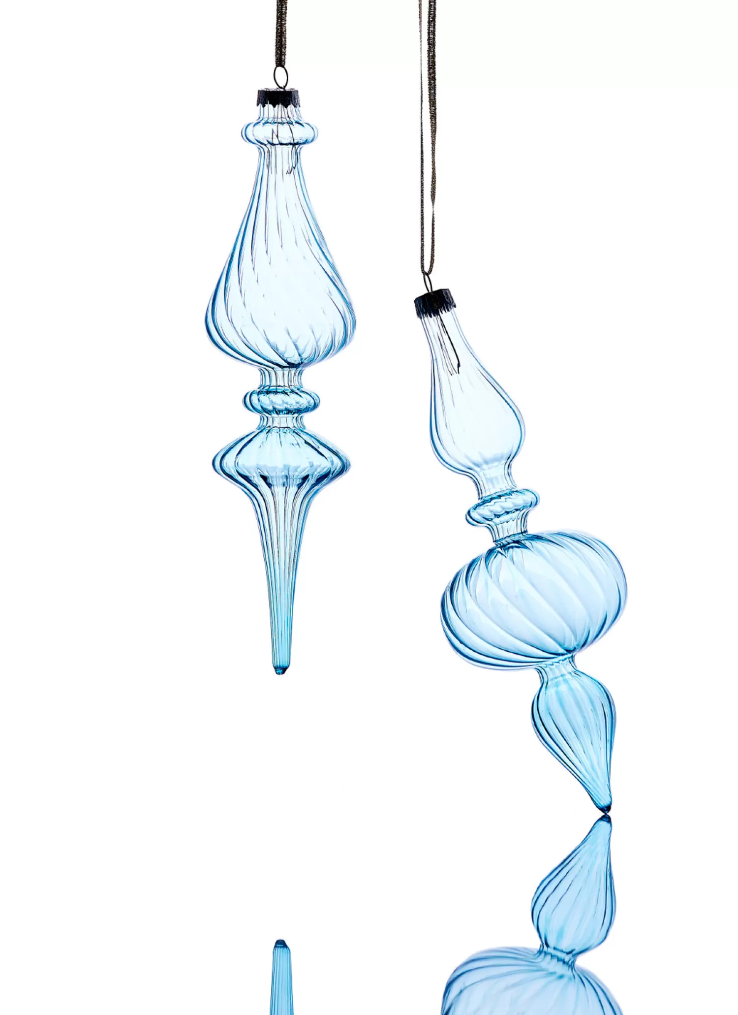 The Jolly Christmas Shop Sleigh Bells | Bells | Raz 9.5" Light Blue Blown Glass Finial Christmas Ornament 4322925