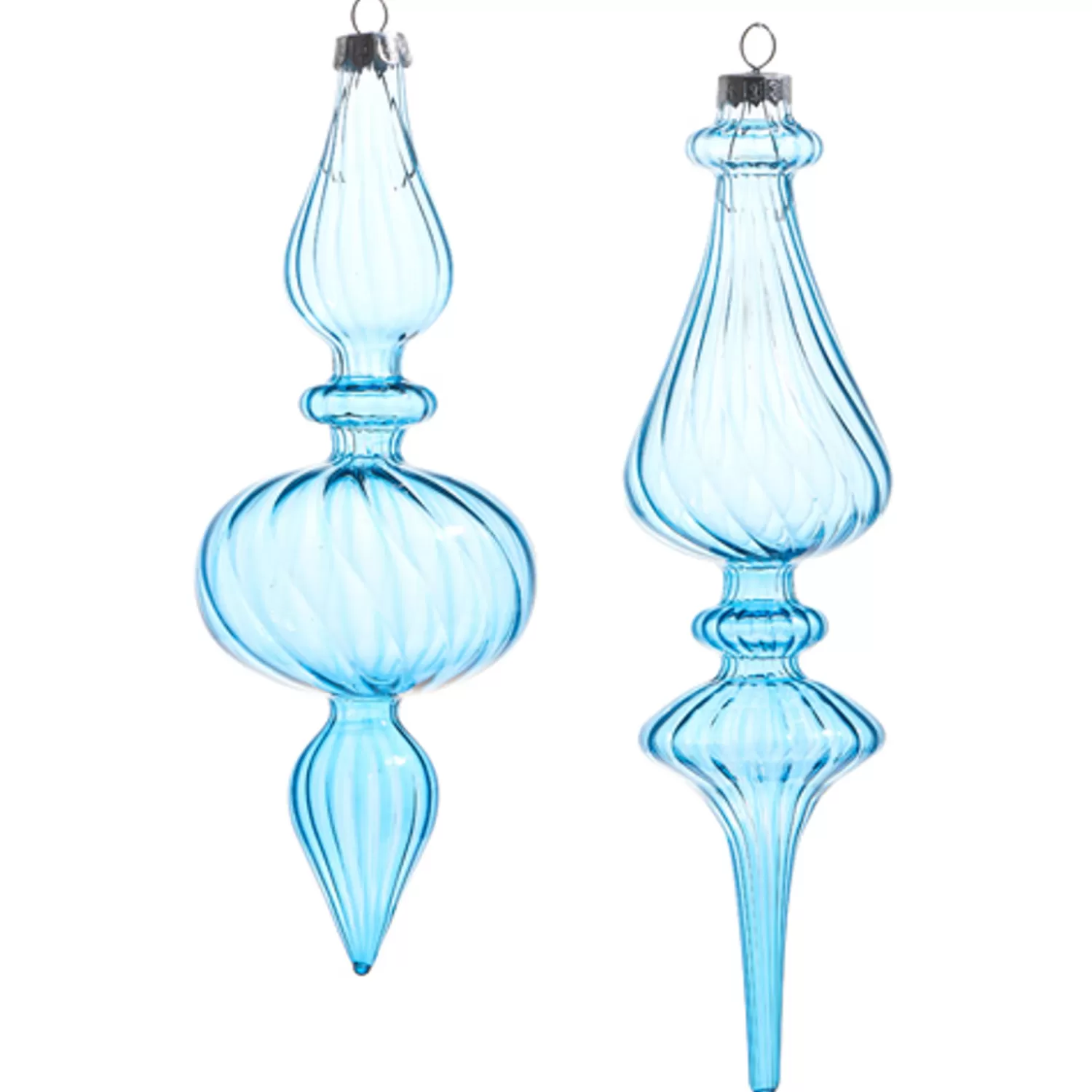 The Jolly Christmas Shop Sleigh Bells | Bells | Raz 9.5" Light Blue Blown Glass Finial Christmas Ornament 4322925