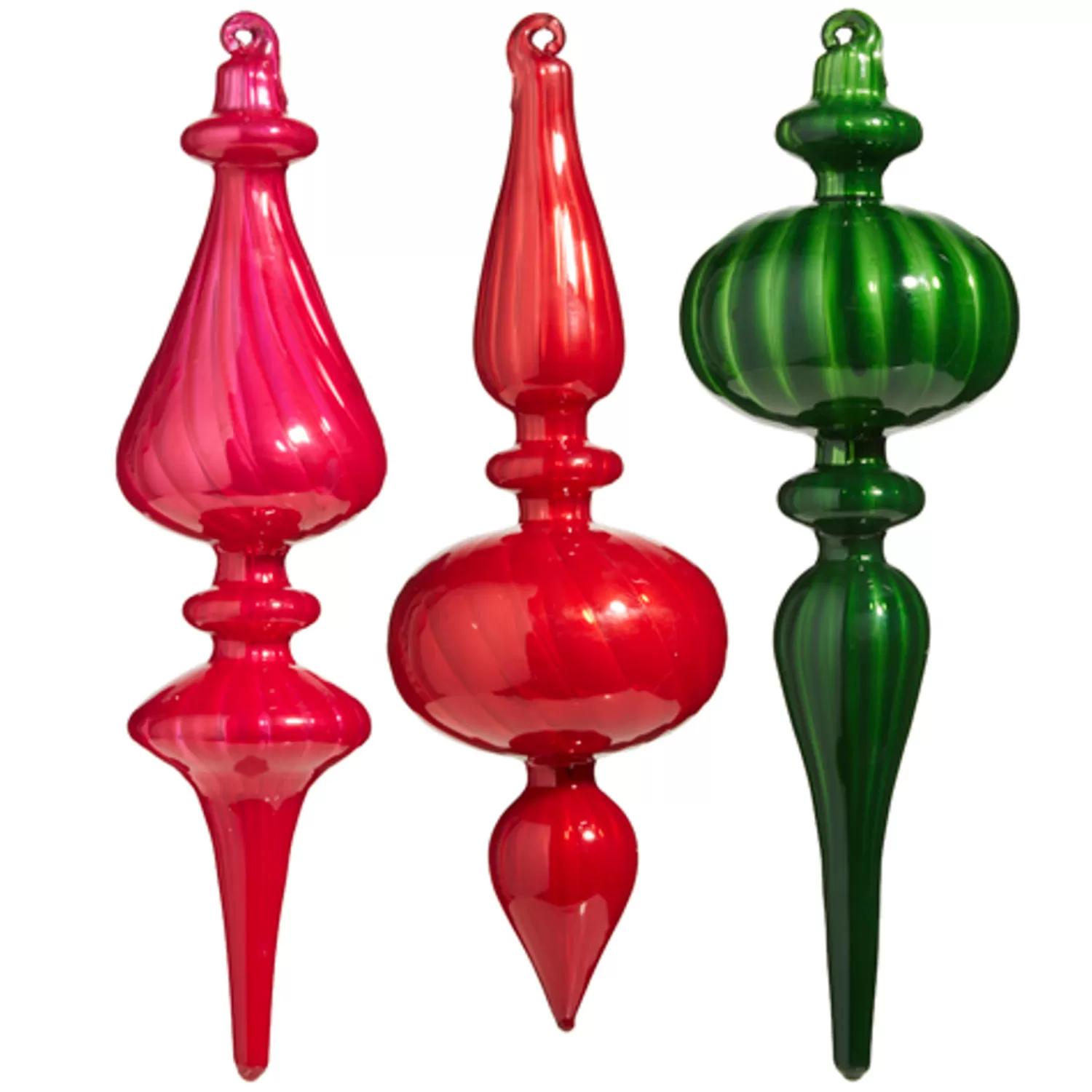 The Jolly Christmas Shop Sleigh Bells | Bells | Raz 9.75" Pink, Red, Or Green Blown Glass Finial Christmas Ornament 4322881