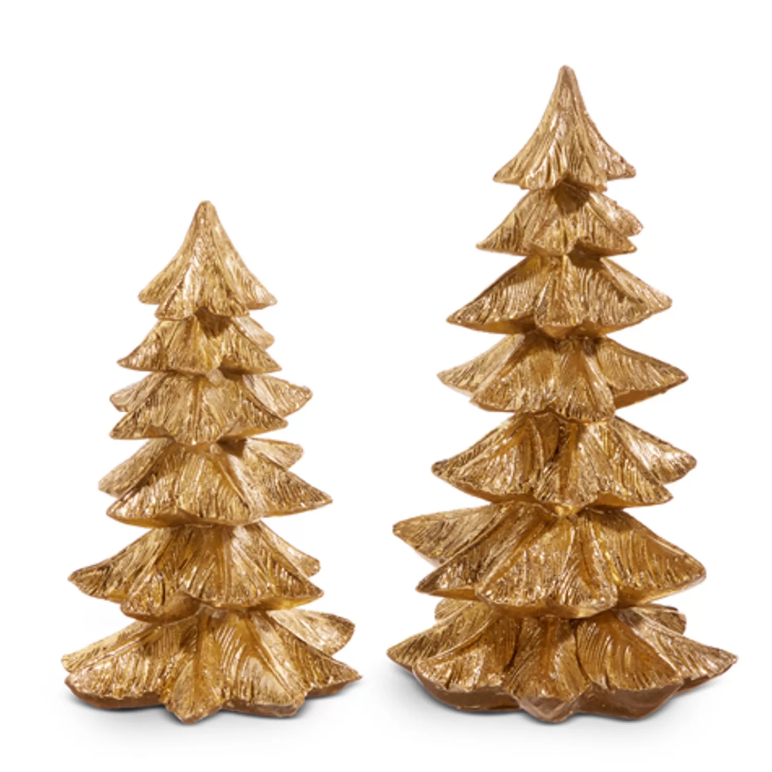The Jolly Christmas Shop Tartan Traditions | Christmas Traditions | Raz 9" Gold Christmas Tree Figures Set Of 2 4411300