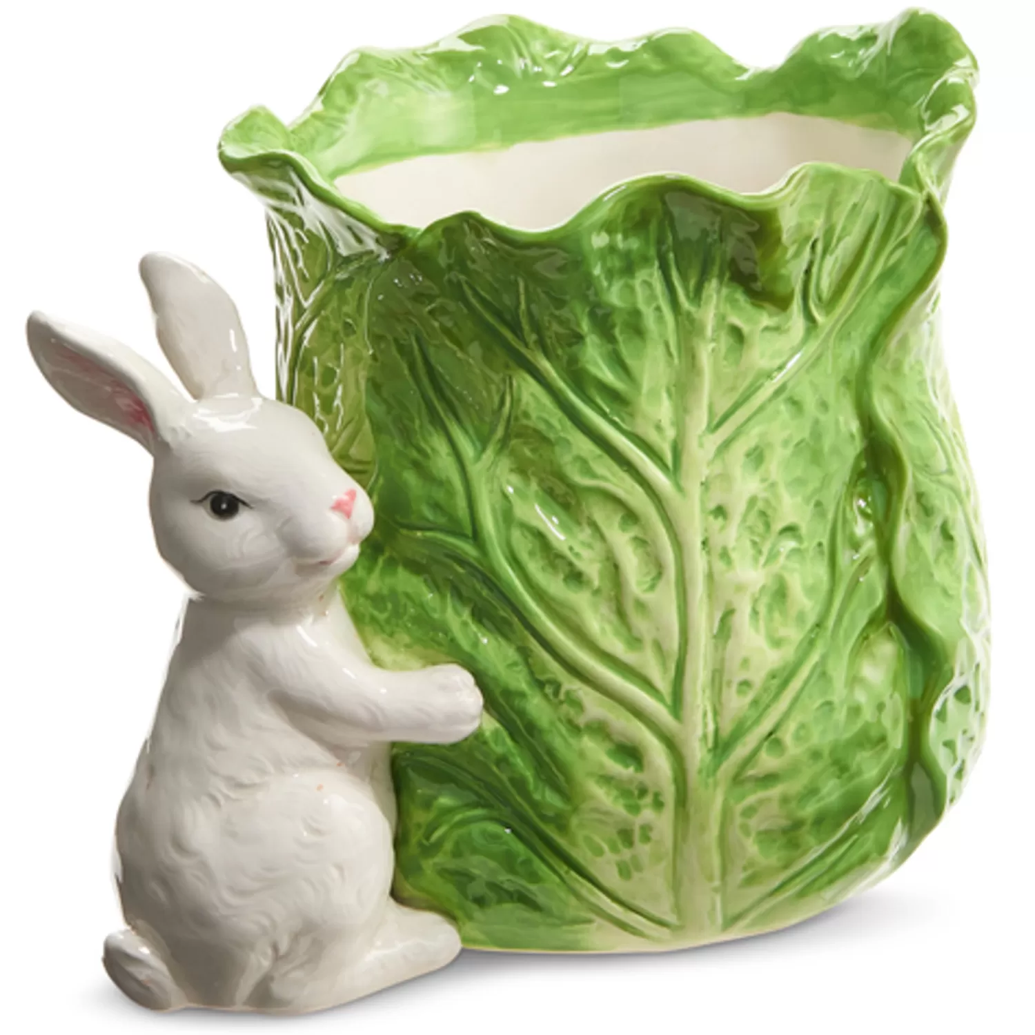 The Jolly Christmas Shop Figurines | Raz 9" Green Cabbage Container With Bunny Easter Decoration 4411108