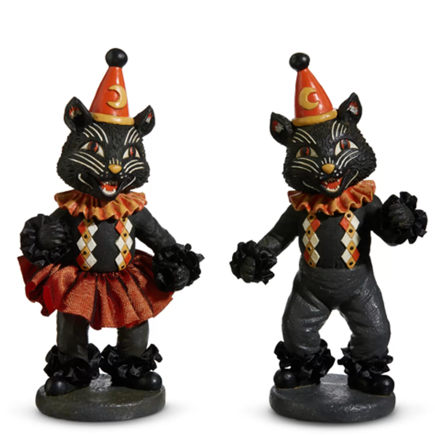 The Jolly Christmas Shop Halloween Indoor Decorations | Raz 9" Party Scaredy Black Cat Halloween Figures Set Of 2 4407013
