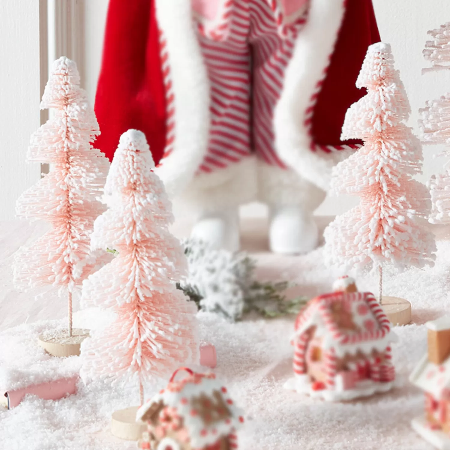 The Jolly Christmas Shop Valentines Day | Jingle And Cocoa | Raz 9" Set Of 3 Pink Snowy Bottle Brush Trees 4316059