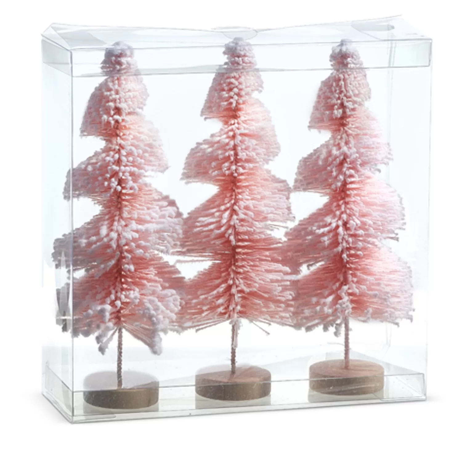 The Jolly Christmas Shop Valentines Day | Jingle And Cocoa | Raz 9" Set Of 3 Pink Snowy Bottle Brush Trees 4316059