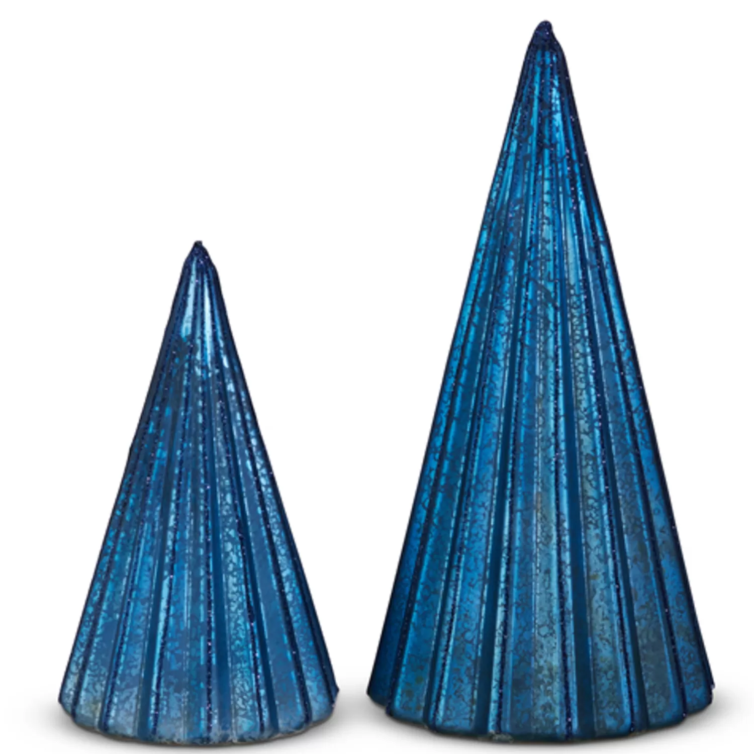 The Jolly Christmas Shop Tartan Traditions | Delft | Raz Blue Ribbed Glass Christmas Tree Decorations 4422867