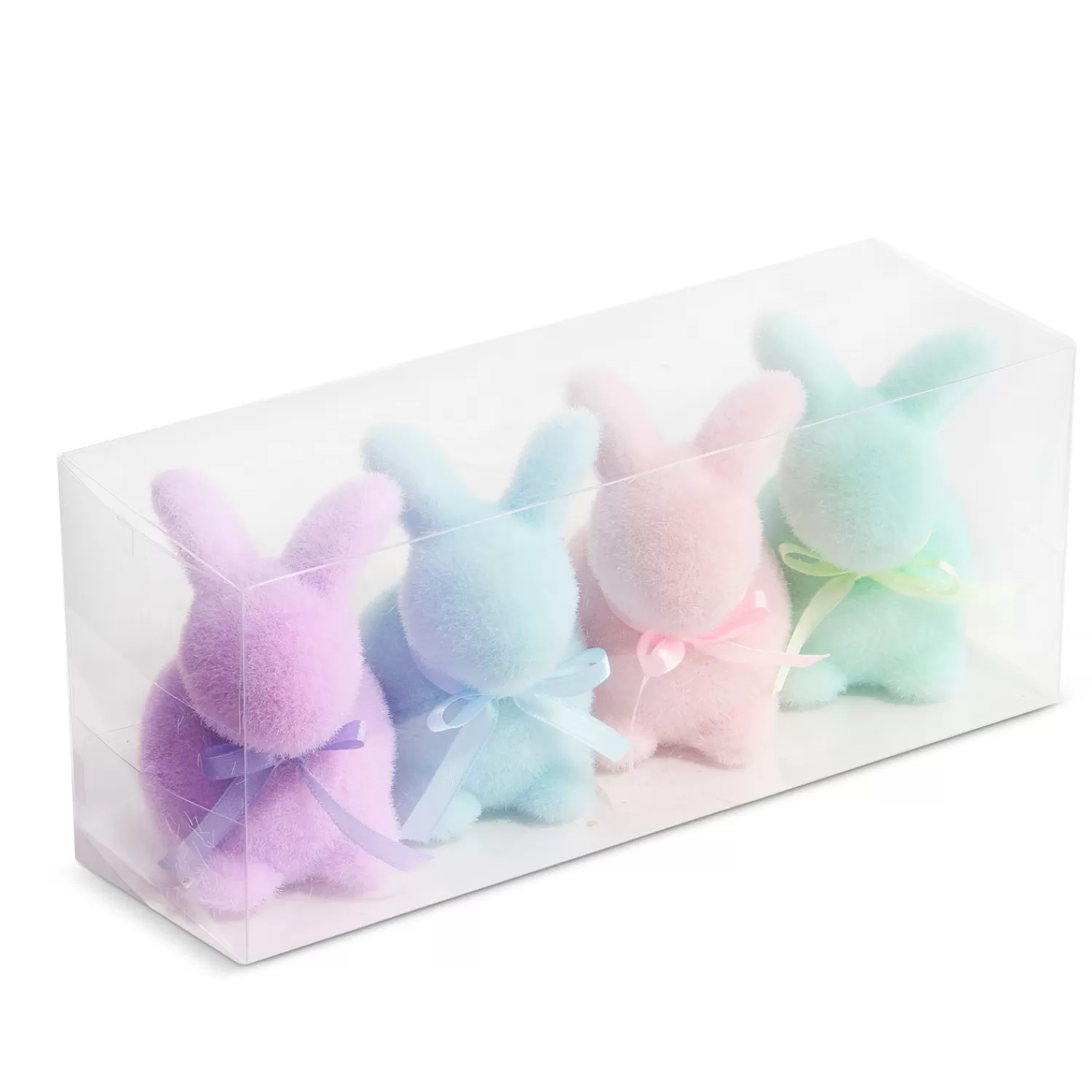 The Jolly Christmas Shop Figurines | Raz Box Set Of 4 6" Pastel Flocked Bunnies Easter Figures 4453324