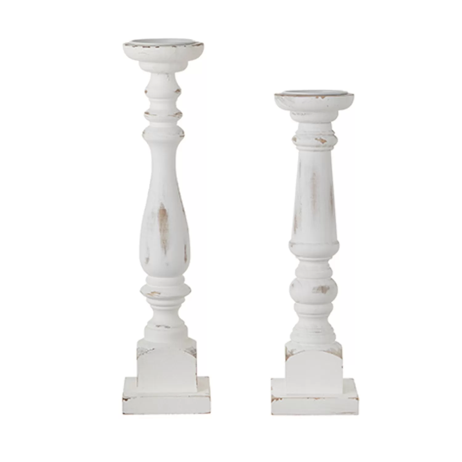 The Jolly Christmas Shop Figurines | Gingerbread Lane | Raz Distressed White Candle Holder Christmas Decoration 4254202