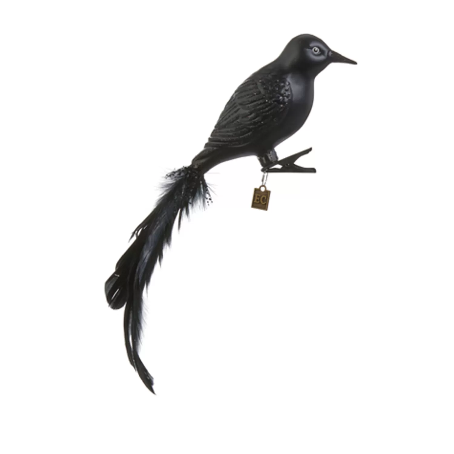 The Jolly Christmas Shop Eric Cortina | Halloween Ornaments | Raz Eric Cortina 10.5" Blackbird Glass Halloween Clip On Ornament 4453119