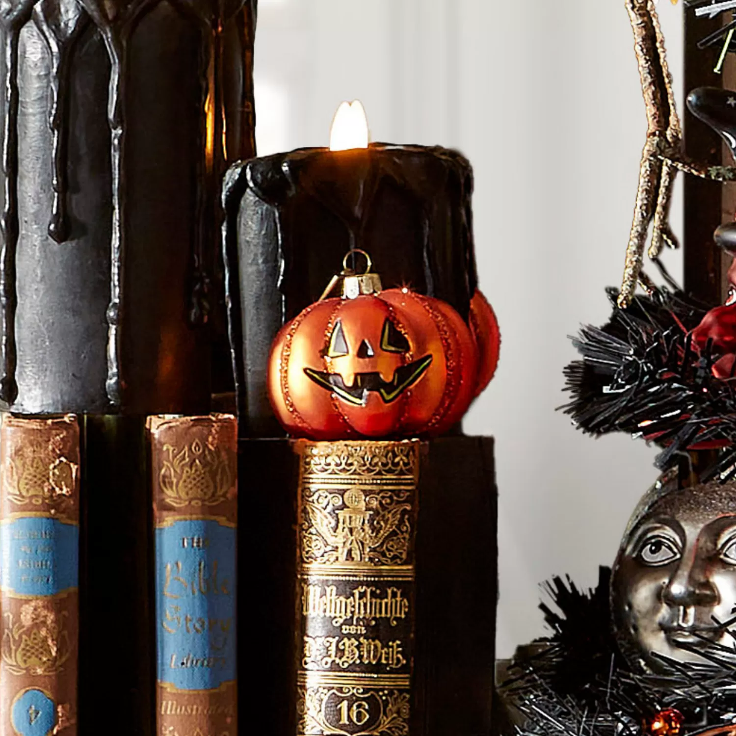 The Jolly Christmas Shop Eric Cortina | Halloween Ornaments | Raz Eric Cortina 2.75" Jack O Lantern Pumpkin Glass Halloween Ornament 4453117