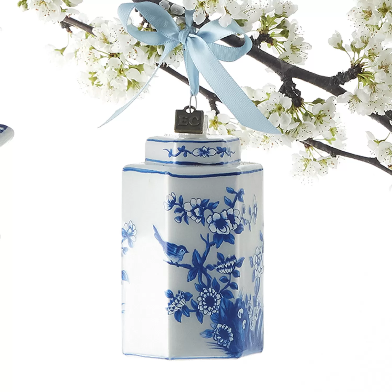 The Jolly Christmas Shop Eric Cortina | Tartan Traditions | Raz Eric Cortina 3.5" Blue Delft Ginger Jar Glass Christmas Ornament 3953036