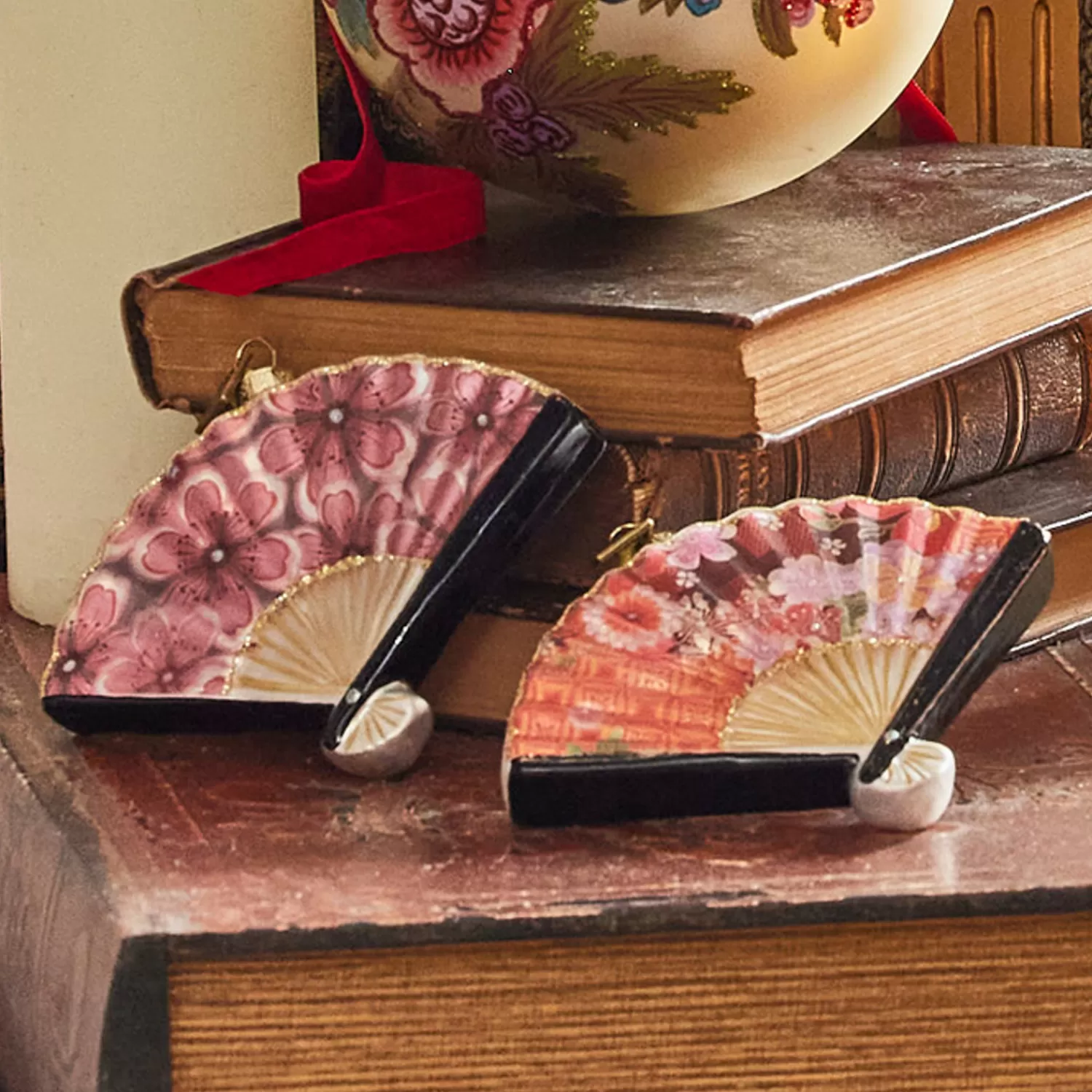 The Jolly Christmas Shop Eric Cortina | Travel | Raz Eric Cortina 4.25" Chinese Floral Fan Glass Christmas Ornament 4353138