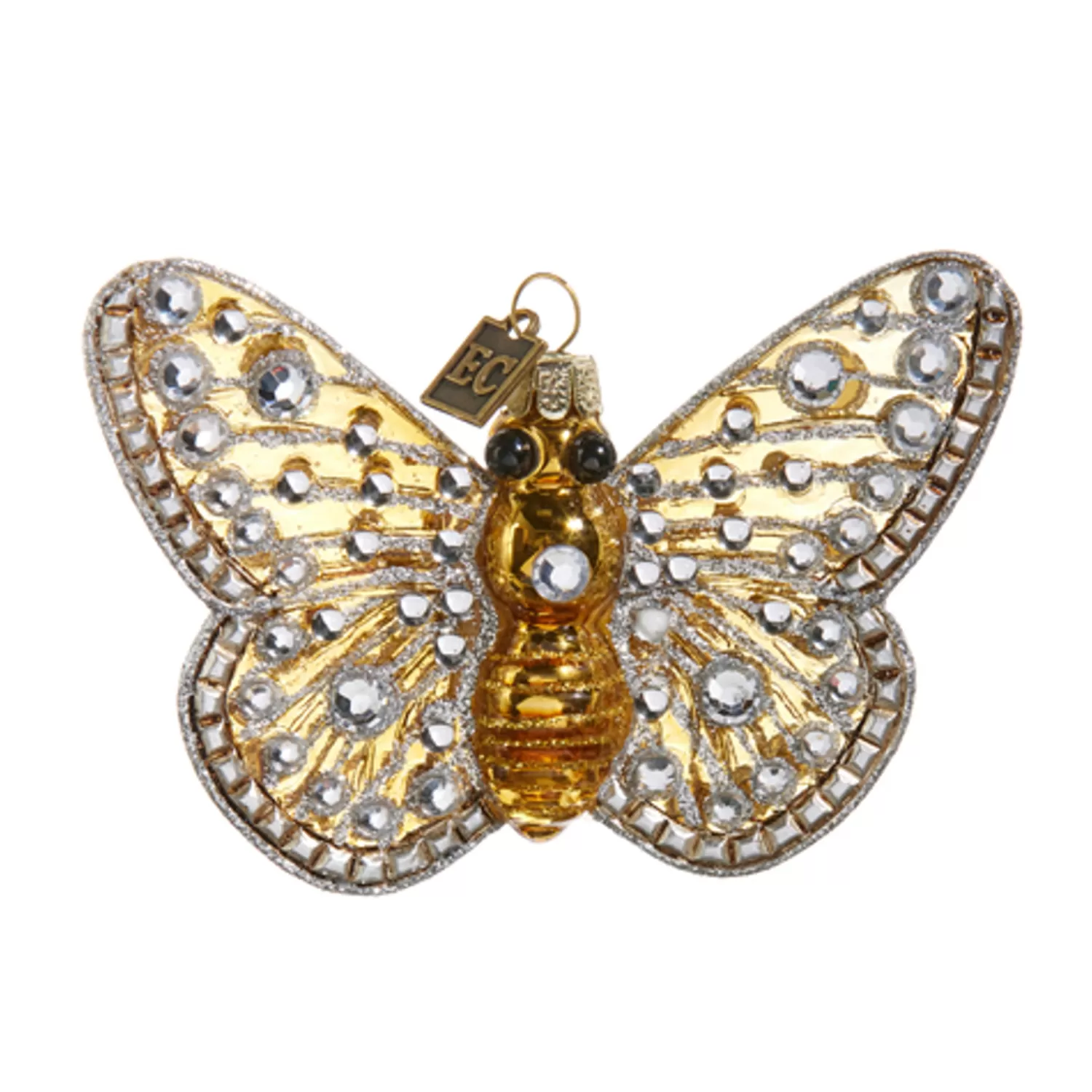The Jolly Christmas Shop Eric Cortina | Woodland Wonder | Raz Eric Cortina 4.25" Jeweled Butterfly Glass Christmas Ornament 4453147