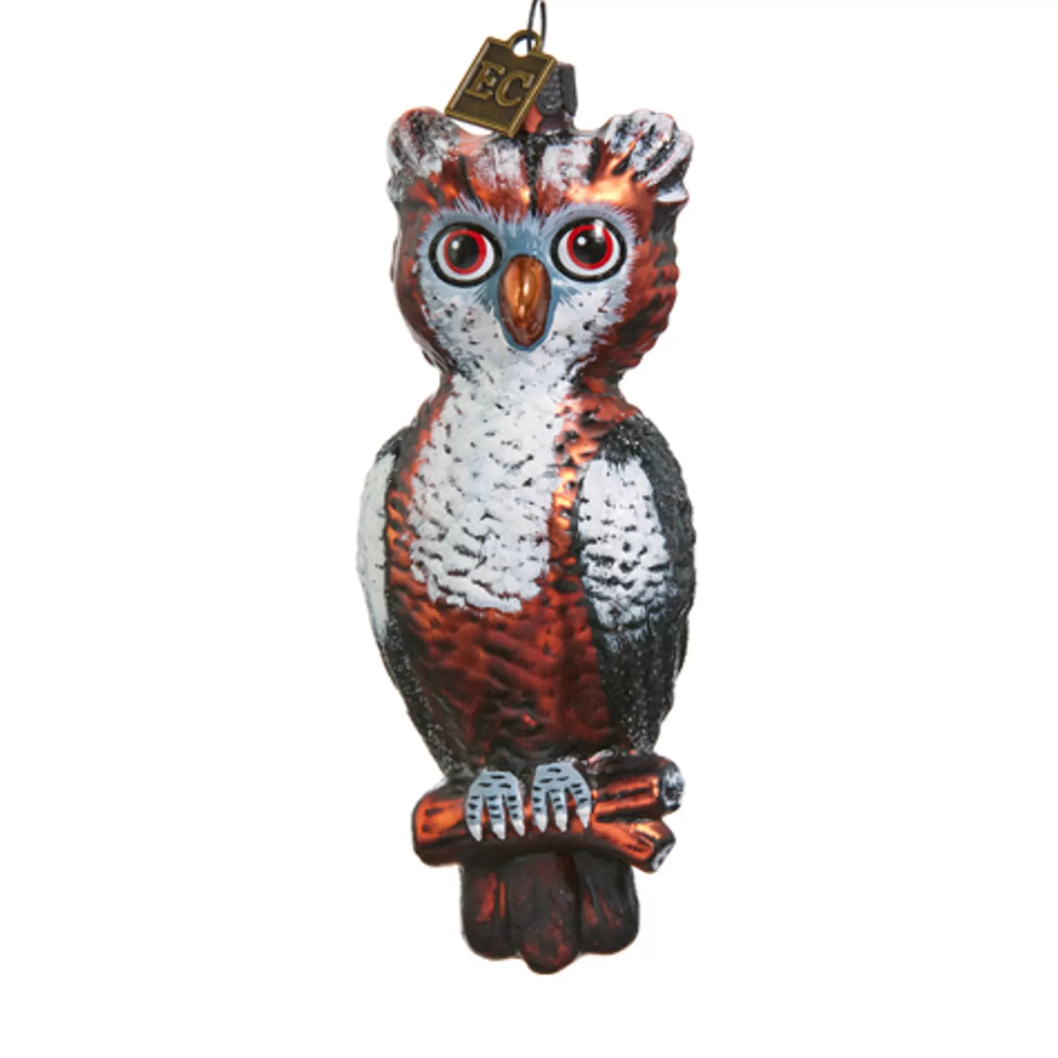 The Jolly Christmas Shop Eric Cortina | Halloween Ornaments | Raz Eric Cortina 4.75" Give A Hoot Glass Halloween Ornament 4453116