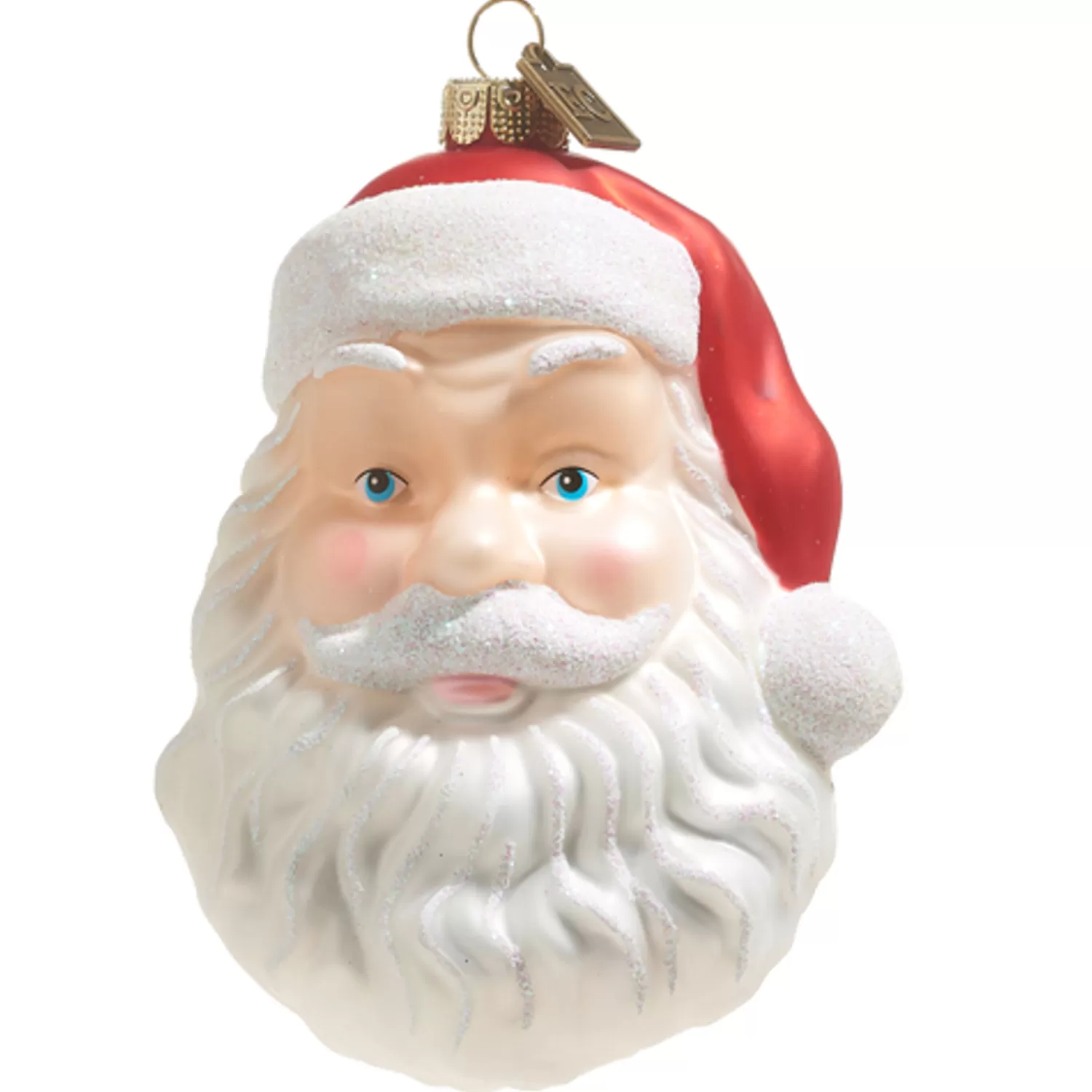 The Jolly Christmas Shop Sleigh Bells | Bells | Raz Eric Cortina 4" Santa Face Blow Mold Glass Christmas Ornament 4353114