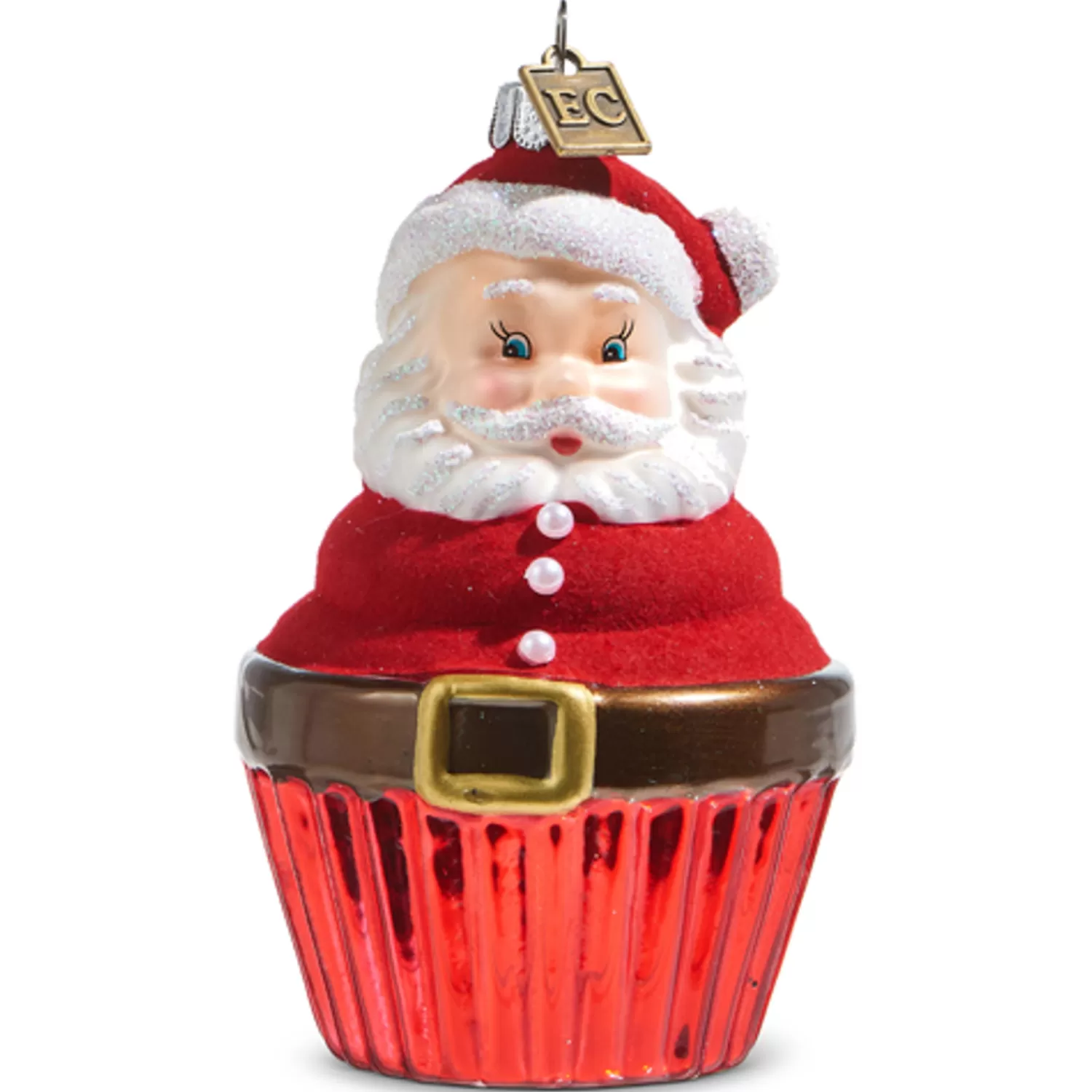 The Jolly Christmas Shop Gingerbread | Eric Cortina | Raz Eric Cortina 4" Santa Or Snowman Cupcake Glass Christmas Ornament