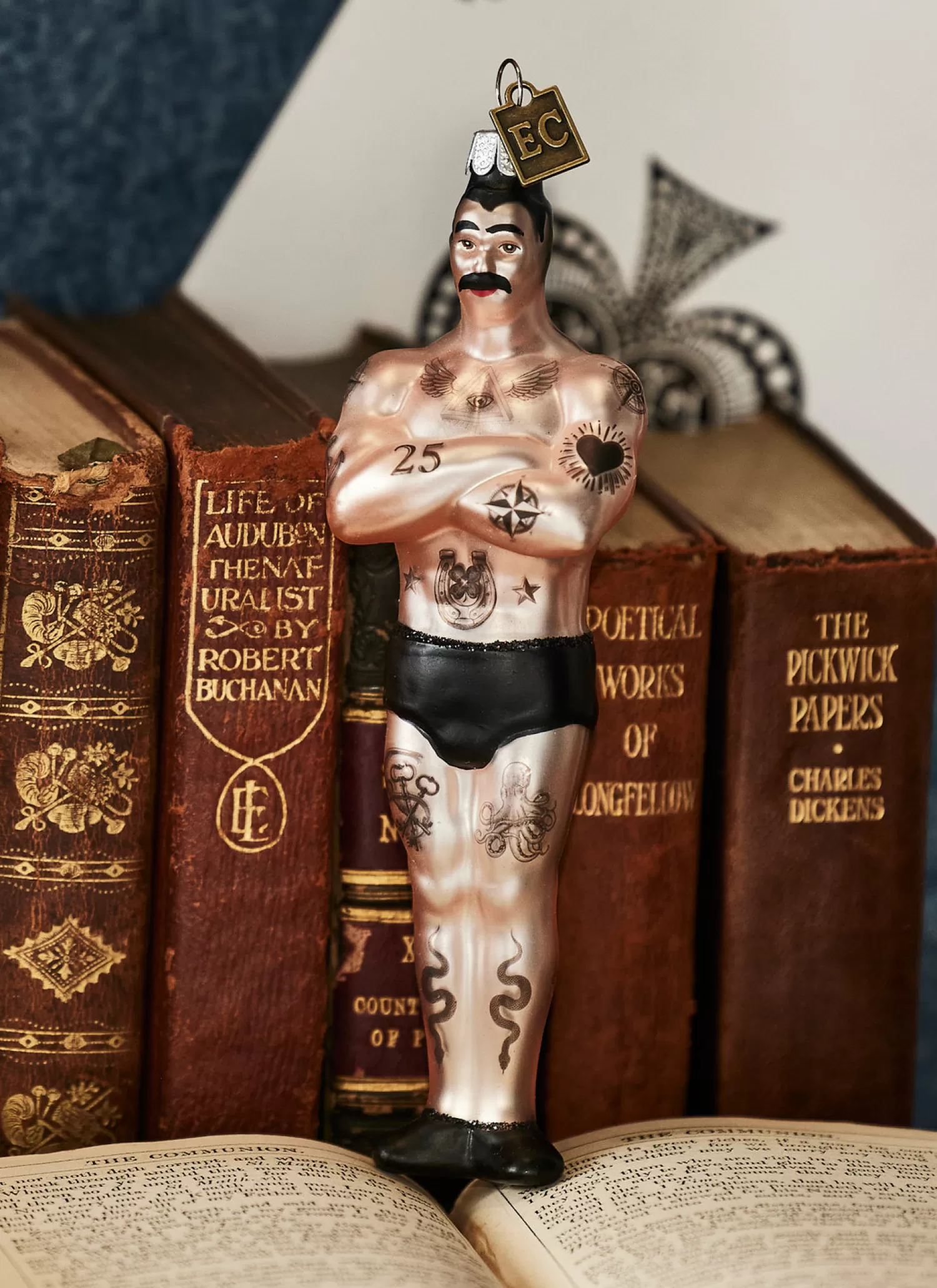 The Jolly Christmas Shop Eric Cortina | Pop Culture | Raz Eric Cortina 4" Tattooed Man Glass Christmas Ornament 4353140