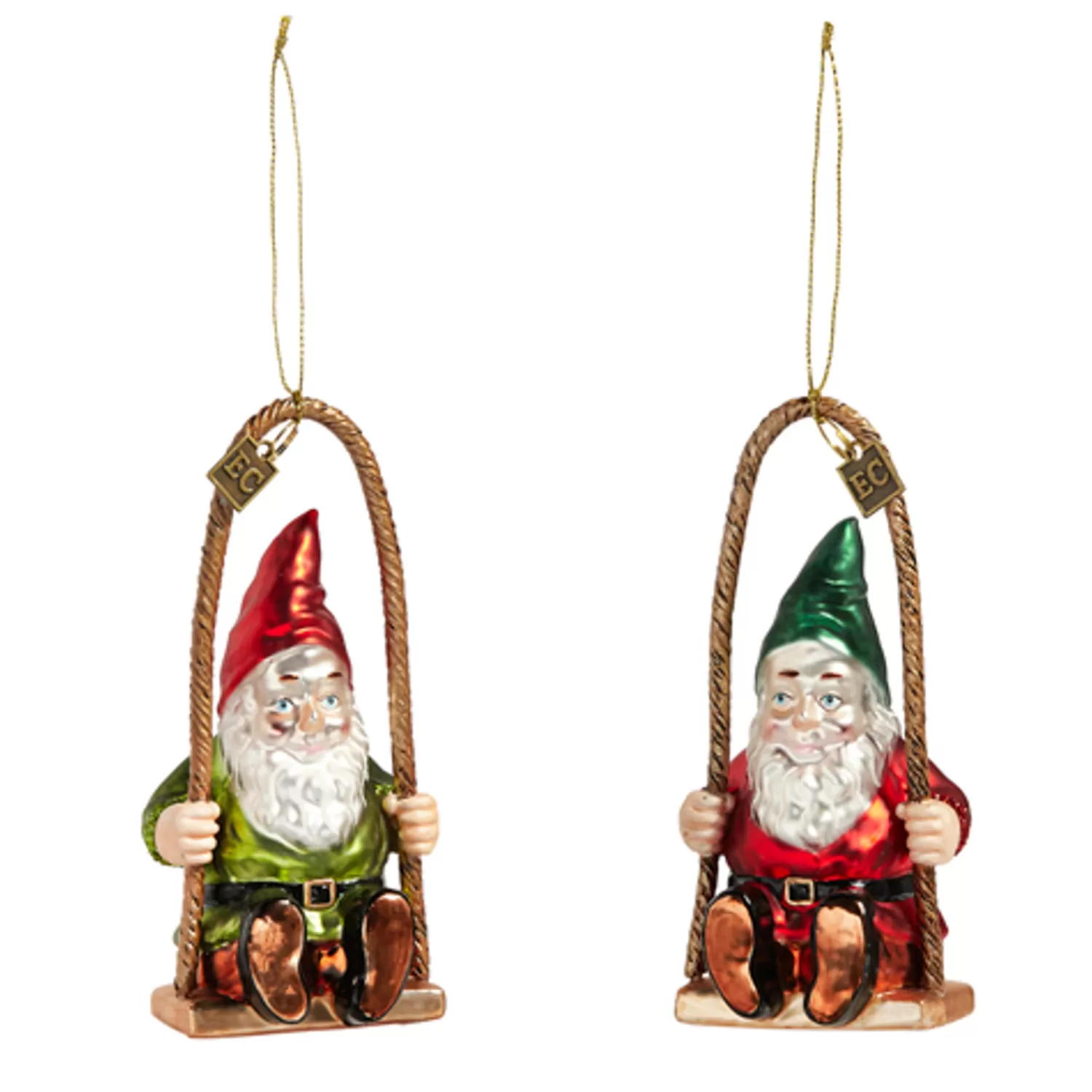 The Jolly Christmas Shop Eric Cortina | Woodland Wonder | Raz Eric Cortina 5.5" Swing Time Gnome Glass Christmas Ornament 4453130