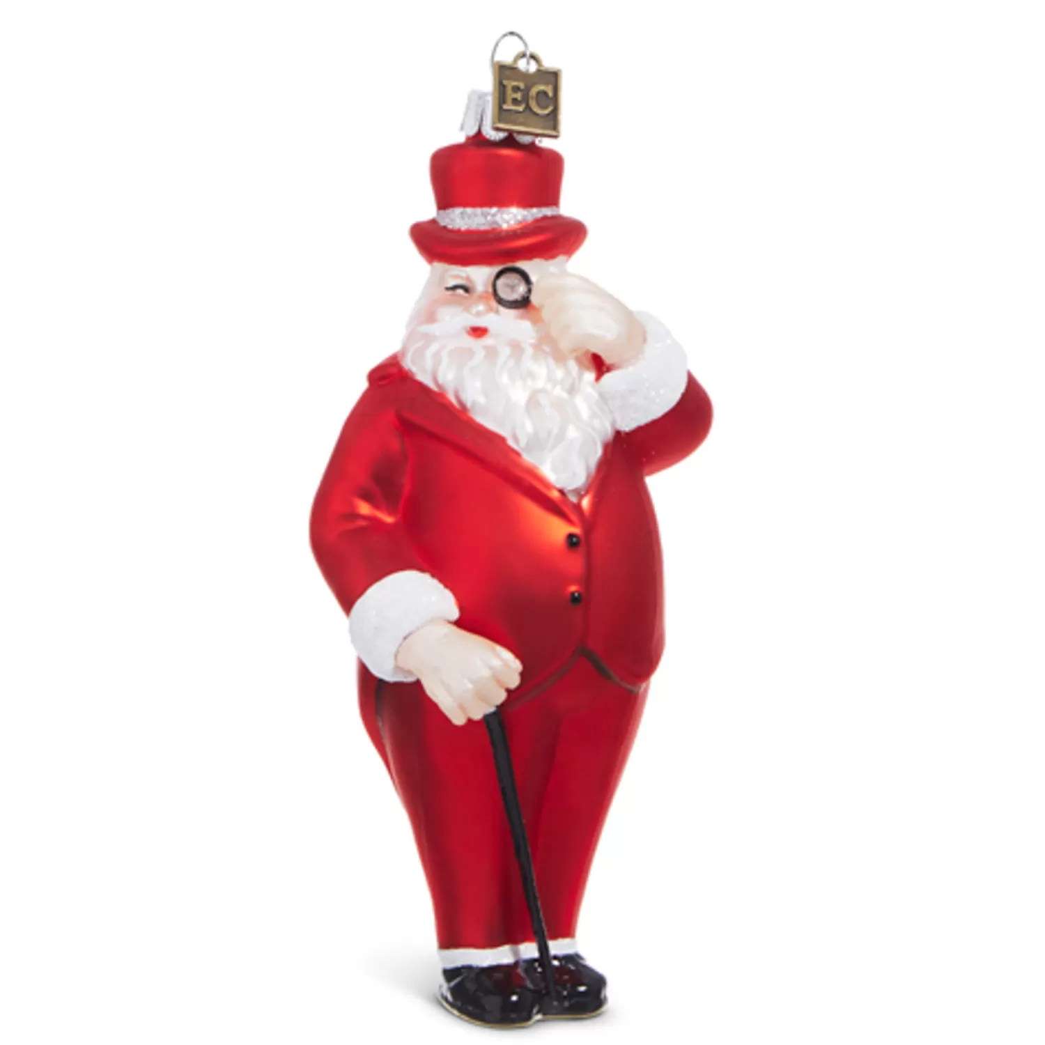 The Jolly Christmas Shop Sleigh Bells | Bells | Raz Eric Cortina 5.5" Tuxedo Santa Glass Christmas Ornament 4353128