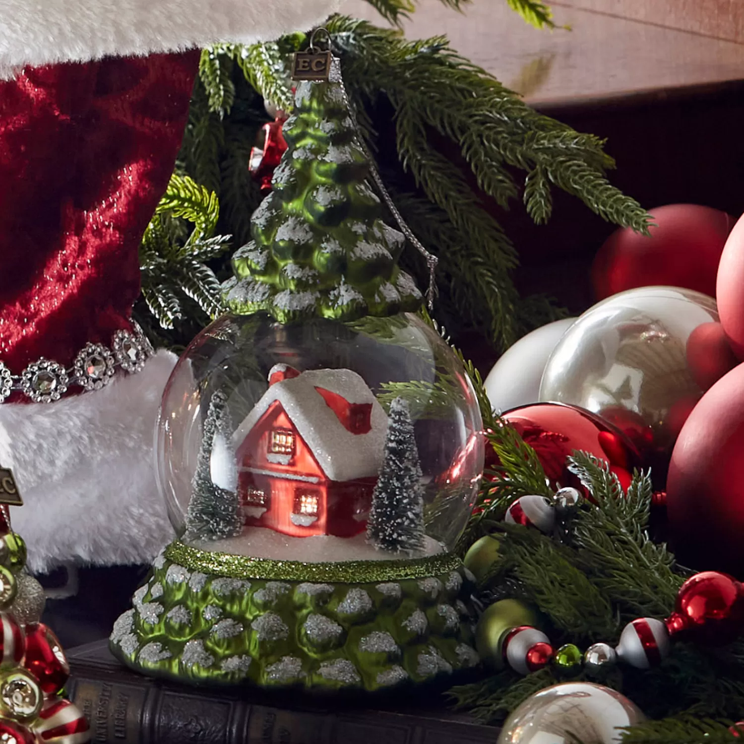 The Jolly Christmas Shop Eric Cortina | Woodland Wonder | Raz Eric Cortina 7.5" Cabin In The Woods Glass Christmas Ornament 4453172