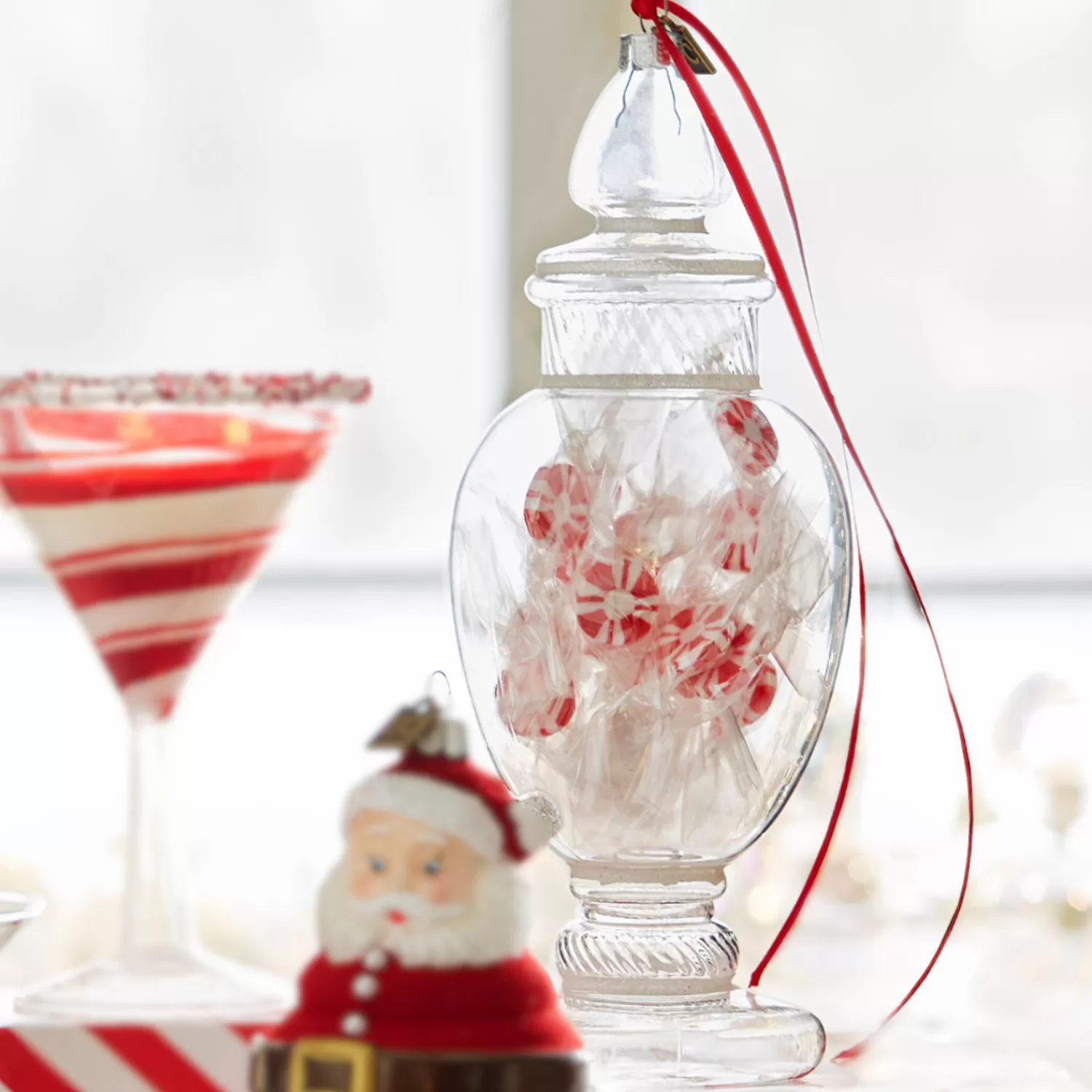 The Jolly Christmas Shop Eric Cortina | Candy Land | Raz Eric Cortina 8.25" Large Peppermint Candy Jar Glass Christmas 4453127