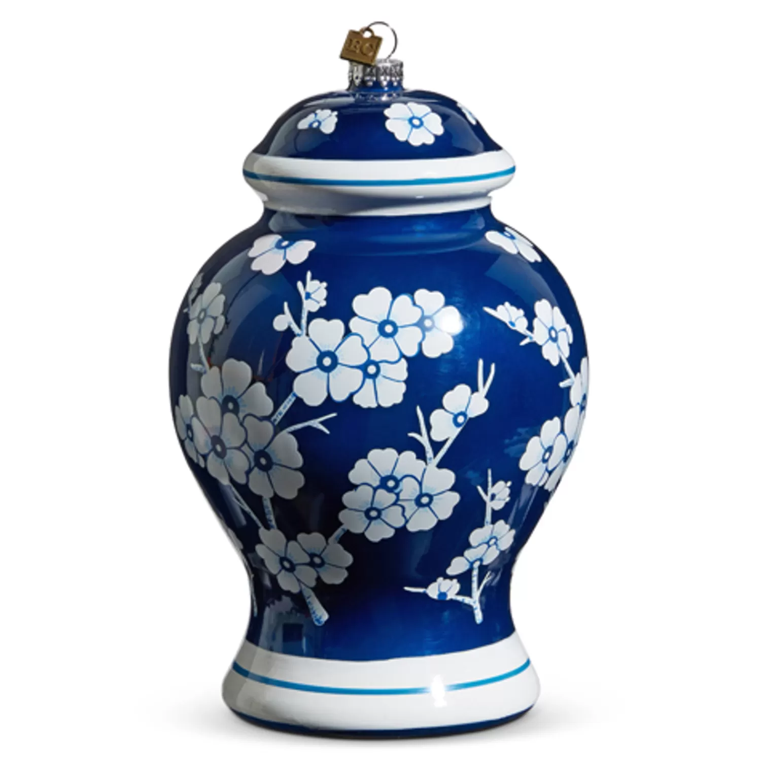 The Jolly Christmas Shop Eric Cortina | Tartan Traditions | Raz Eric Cortina 8" Large Blue Ginger Jar Glass Christmas 4453181