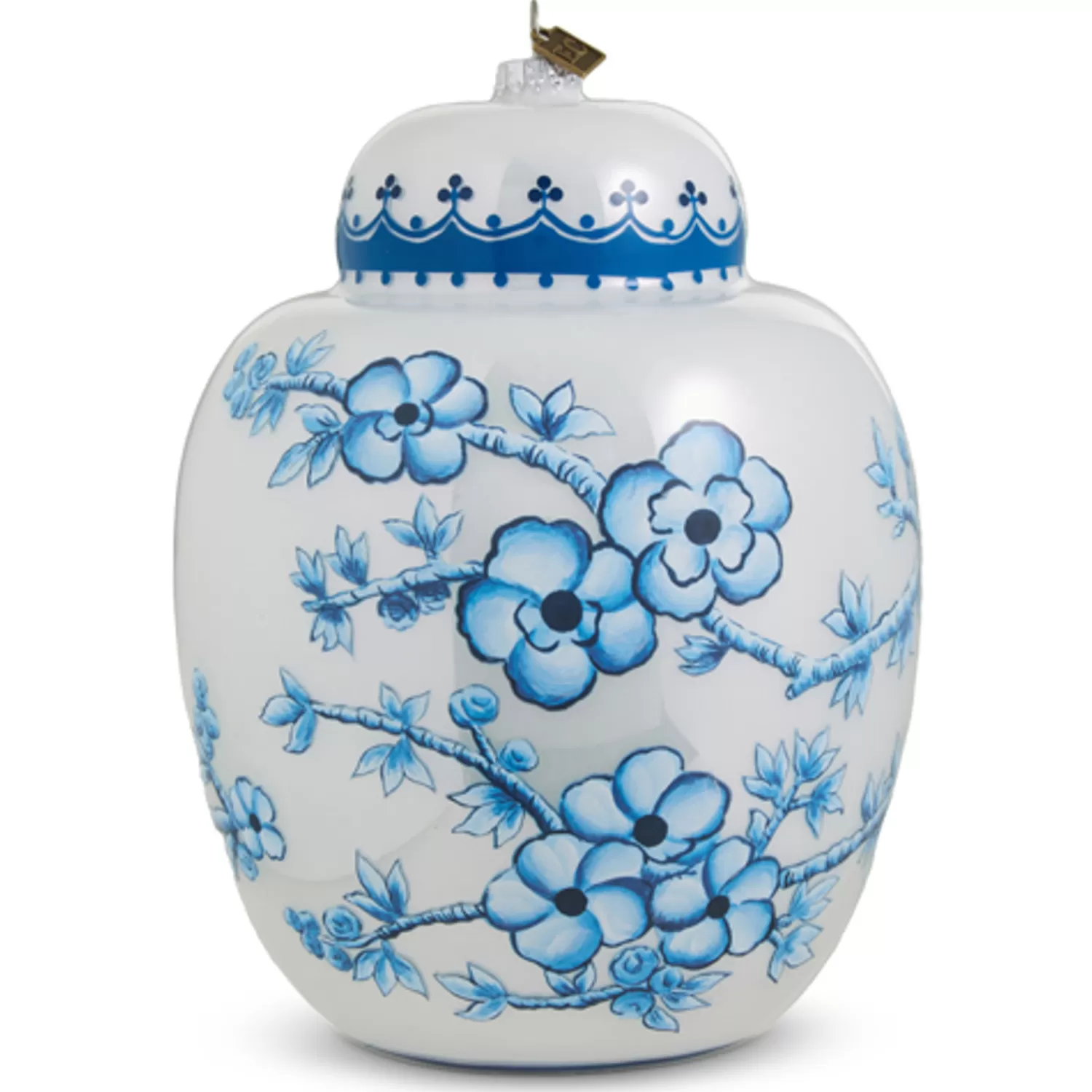 The Jolly Christmas Shop Eric Cortina | Glass Ornaments | Raz Eric Cortina Large 8" Blue And White Ginger Jar Glass Christmas Ornament 4353144