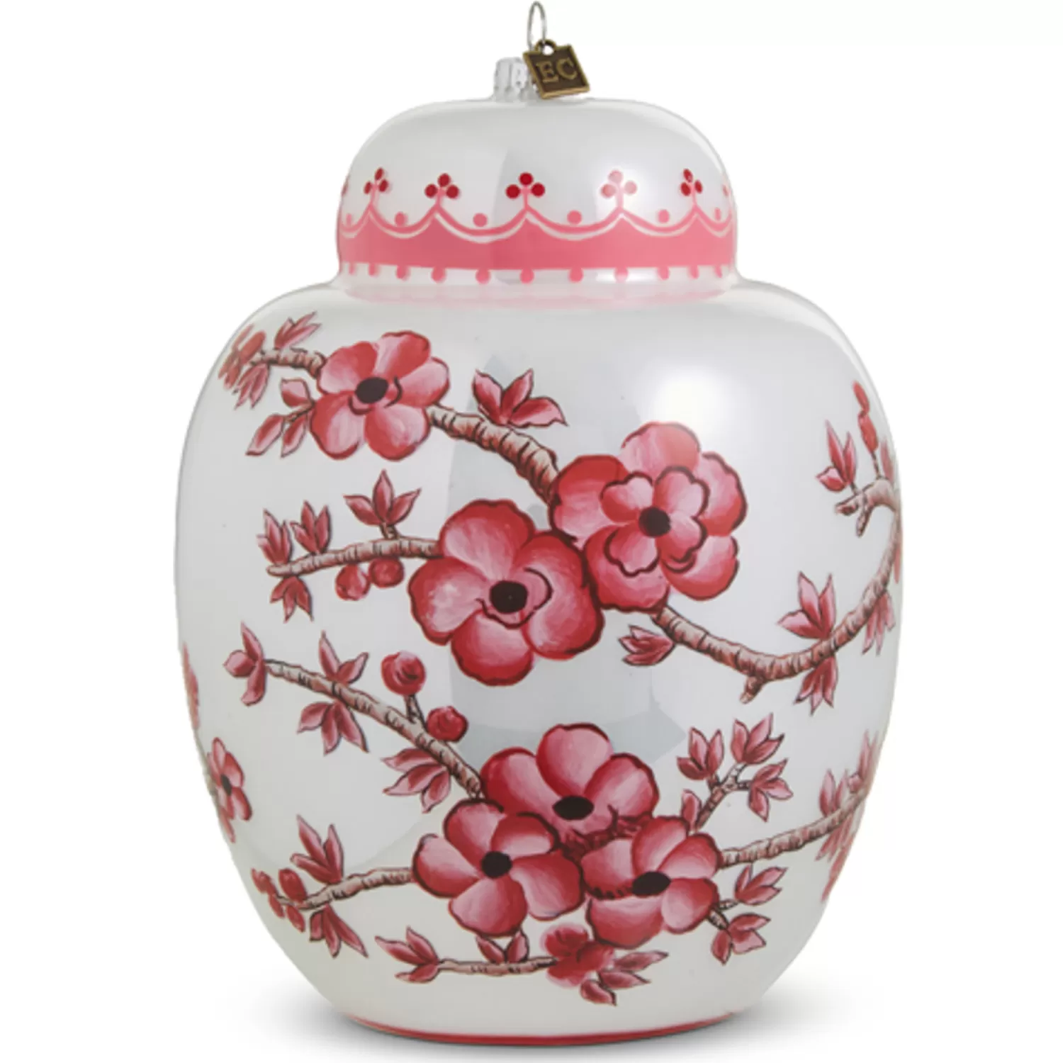 The Jolly Christmas Shop Eric Cortina | Glass Ornaments | Raz Eric Cortina Large 8" Pink Ginger Jar Glass Christmas Ornament 4353143