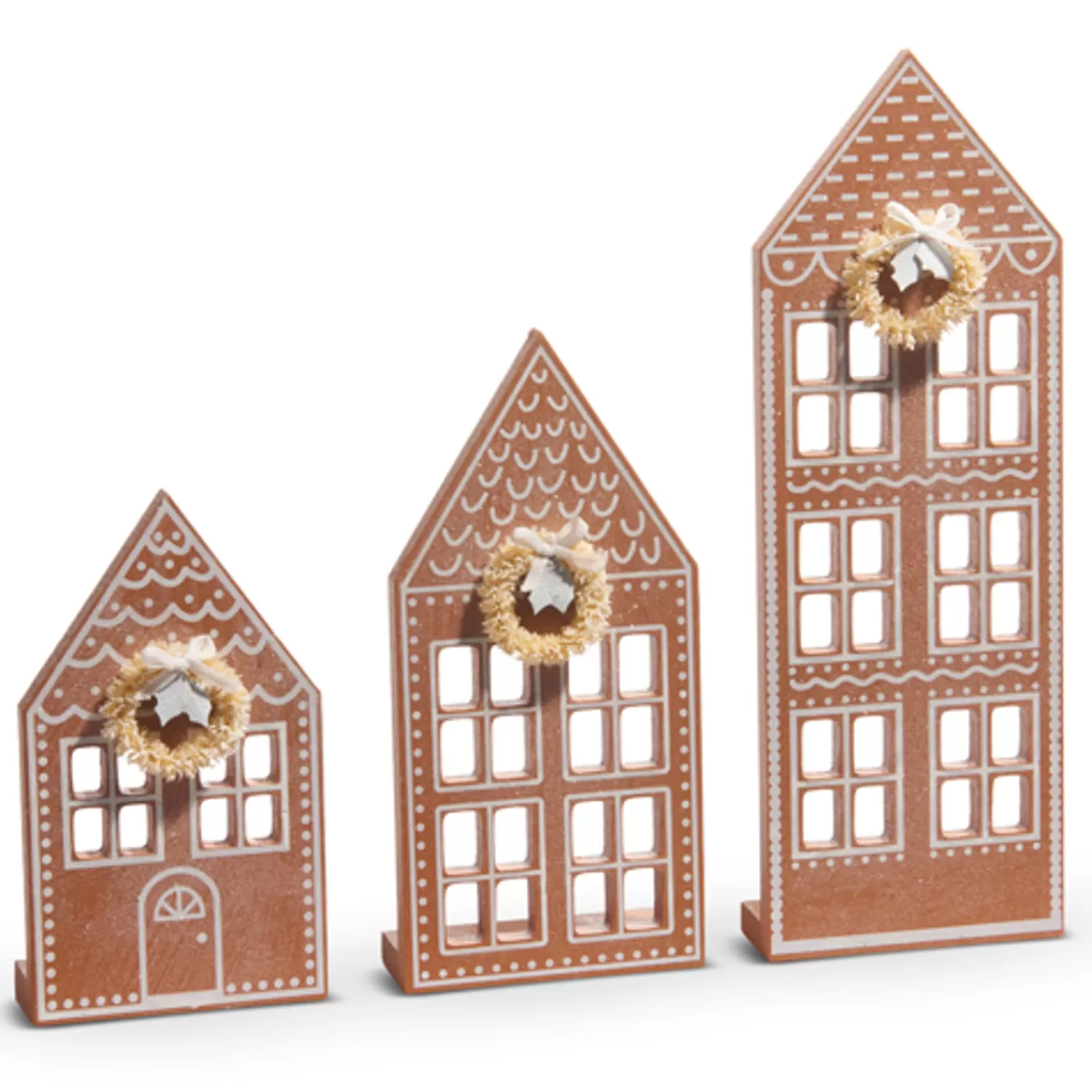 The Jolly Christmas Shop Gingerbread | Gingerbread Lane | Raz Flat Wooden Gingerbread Christmas Houses Set Of 3 4416112