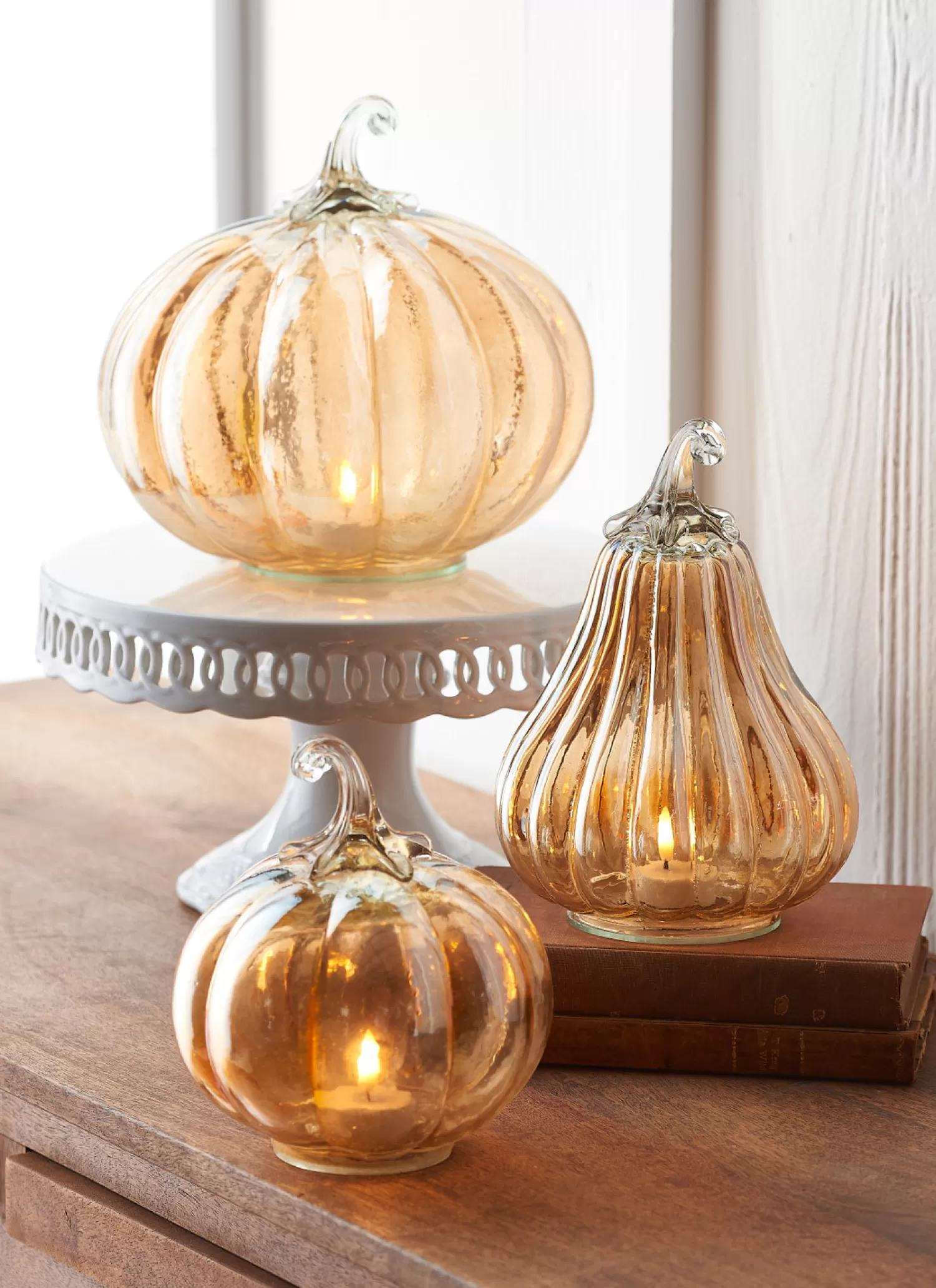 The Jolly Christmas Shop Fall Home Decor | Halloween Indoor Decorations | Raz Glass Pumpkins Fall Or Halloween Decoration