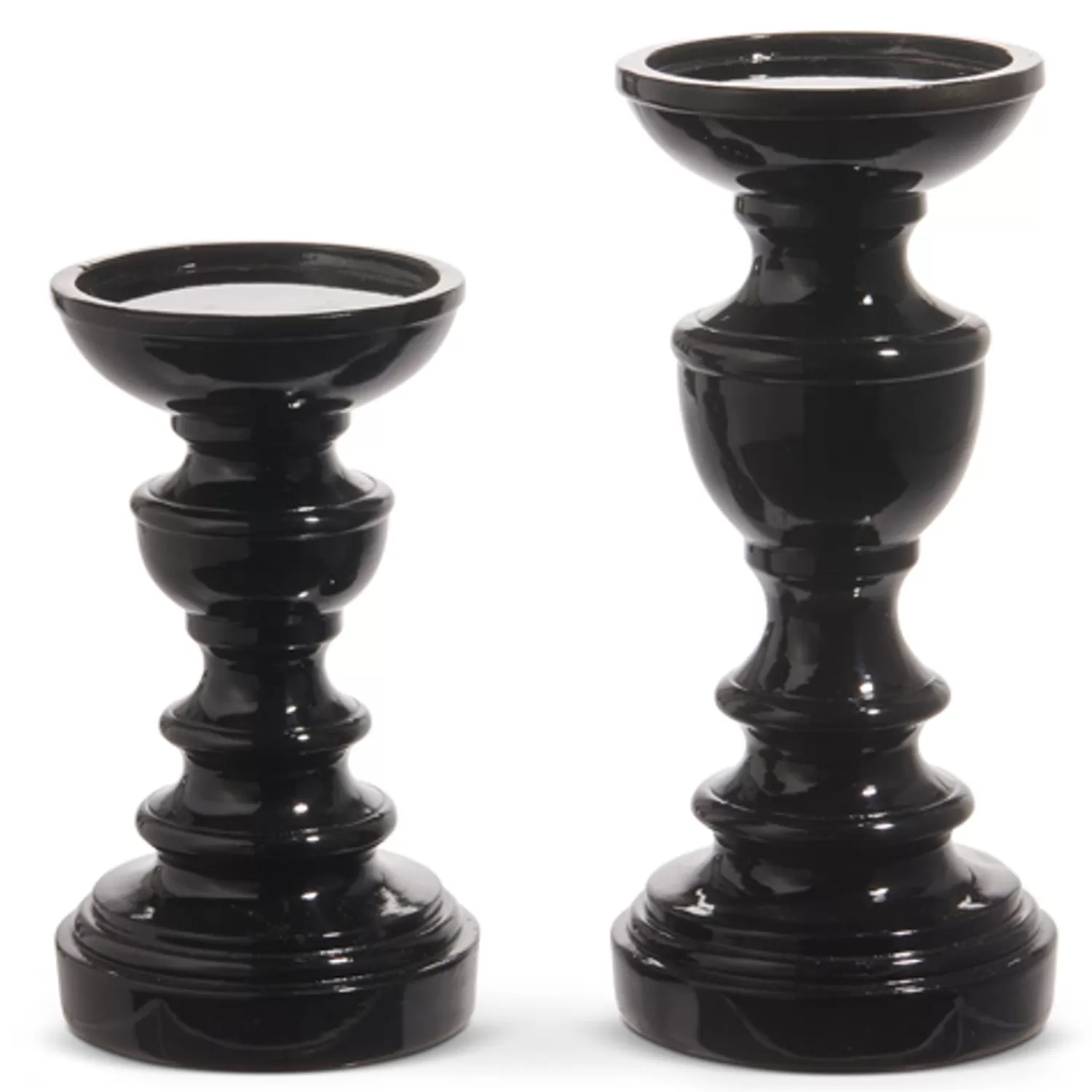 The Jolly Christmas Shop Halloween Candles & Candle Holders | Candle Holders | Raz High Shine Black Pillar Or Taper Halloween Candle Holders