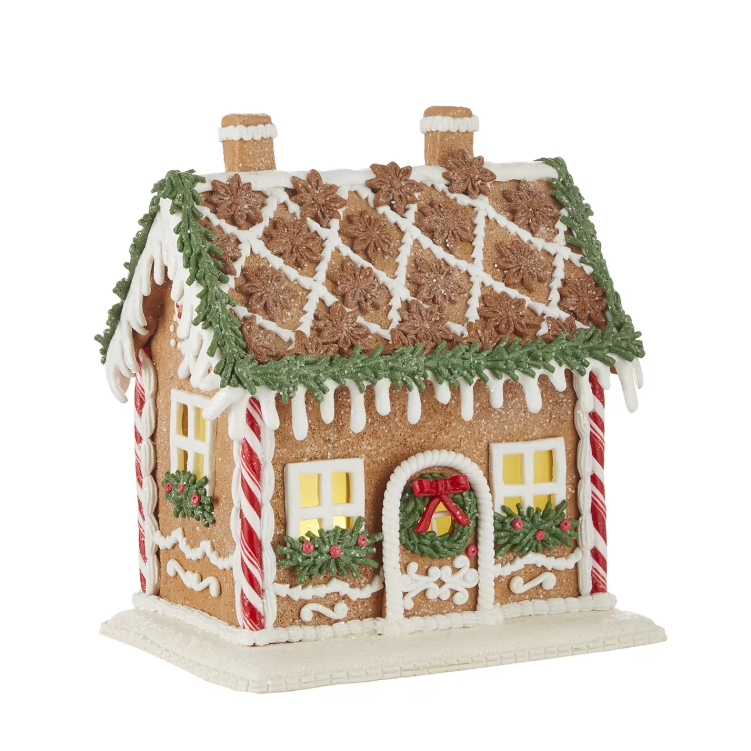 The Jolly Christmas Shop Jingle And Cocoa | Gingerbread | Raz LED Lighted 8.5" Holiday Spice Gingerbread House Christmas Decoration 4116425