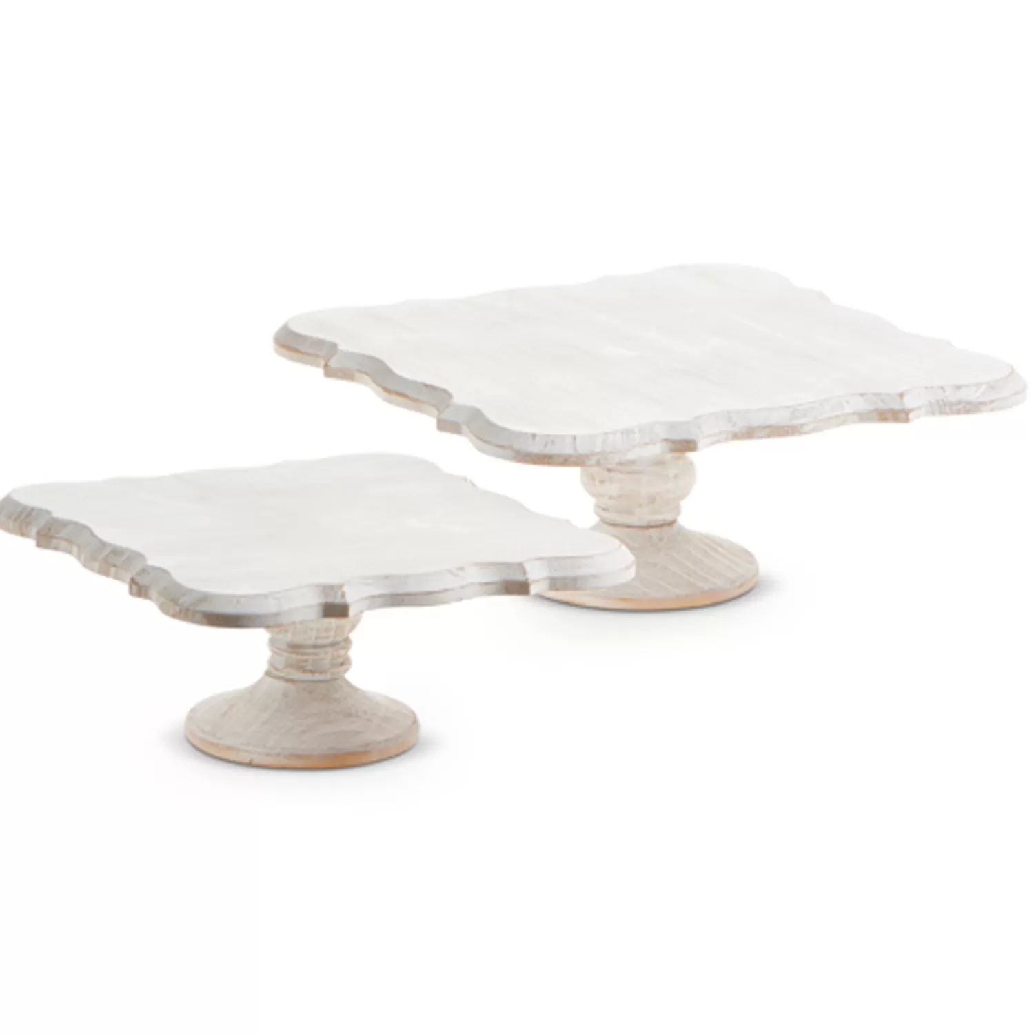 The Jolly Christmas Shop Figurines | Jingle And Cocoa | Raz Set Of 2 13" Square Wooden White Washed Pedestal Christmas Decoration 4328017