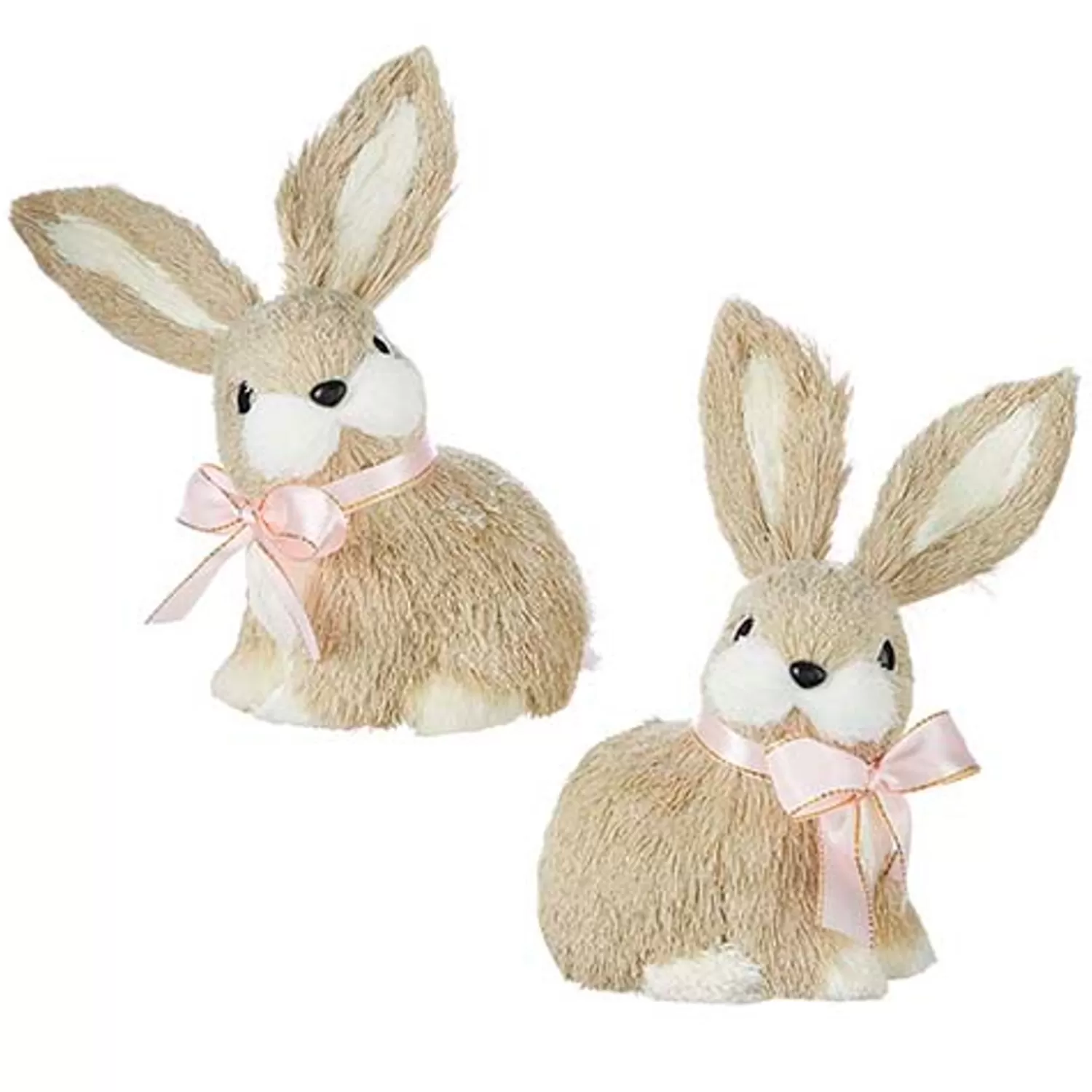 The Jolly Christmas Shop Figurines | Raz Set Of 2 7" Sisal Bunny Decorations 4253304