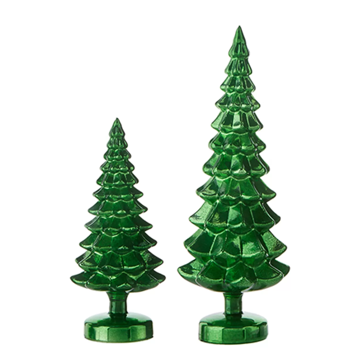 The Jolly Christmas Shop Tinsel Town | Christmas Traditions | Raz Set Of 2 Green Glass Tree Christmas Decoration 4222940