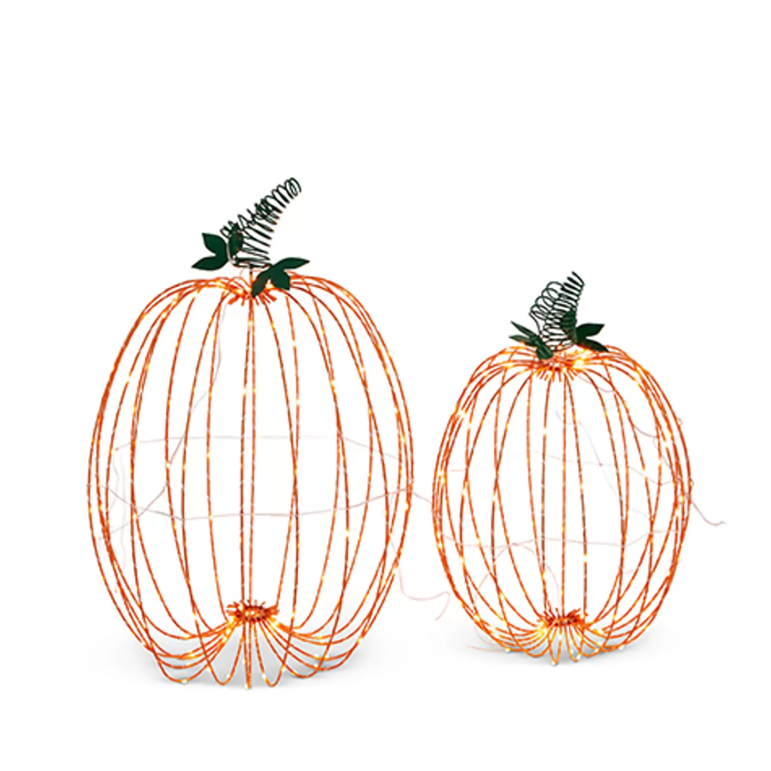 The Jolly Christmas Shop Fall Home Decor | Halloween Lights | Raz Set Of 2 Large Lighted Metal Pumpkins Halloween Decoration 4340651