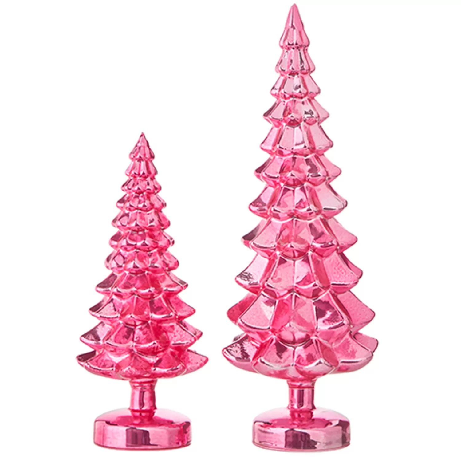 The Jolly Christmas Shop Figurines | A Blushing Holiday | Raz Set Of 2 Pink Metallic Glass Christmas Tree Decoration 4222938