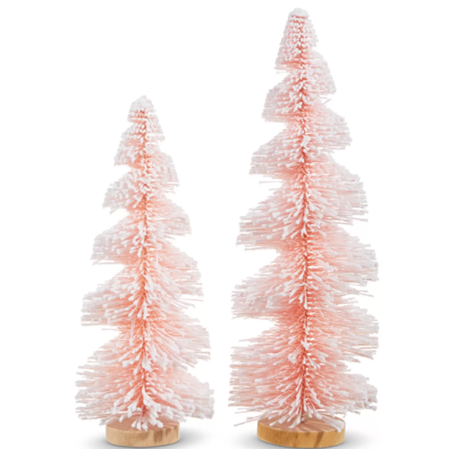 The Jolly Christmas Shop Valentines Day | Figurines | Raz Set Of 2 Pink Snowy Bottle Brush Christmas Trees 4316058