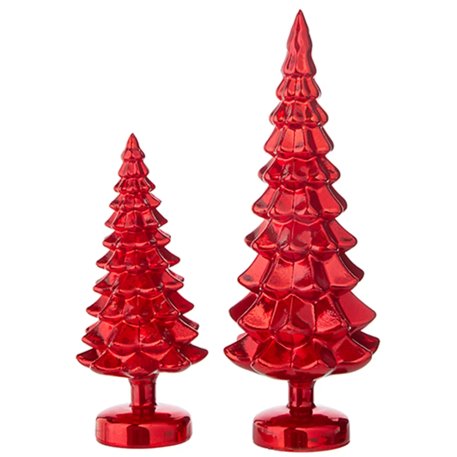 The Jolly Christmas Shop Tinsel Town | Tartan Traditions | Raz Set Of 2 Red Glass Christmas Tree Decoration 4222939