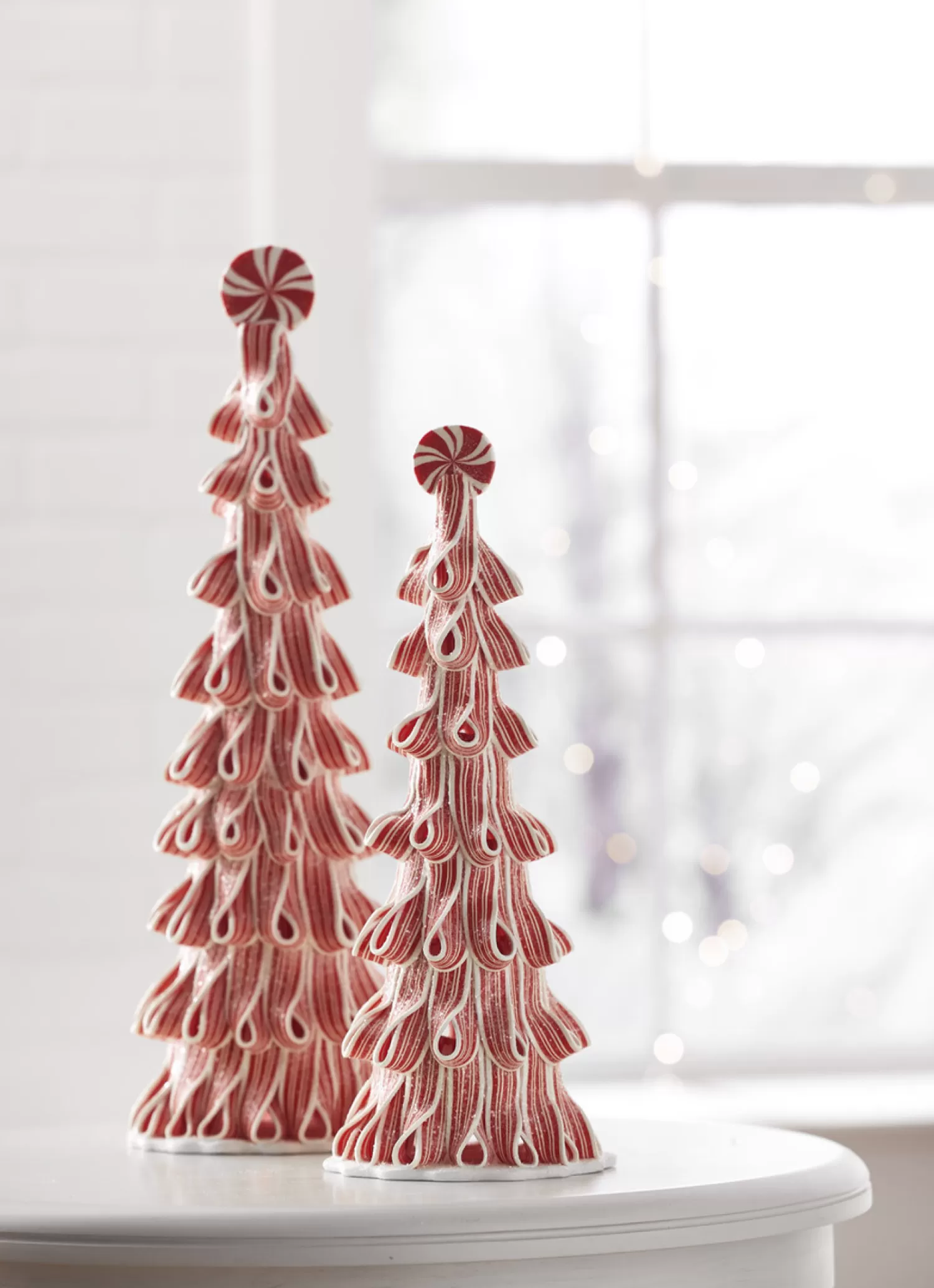 The Jolly Christmas Shop Jingle And Cocoa | The Candy Shop | Raz Set Of 2 Ribbon Candy Trees Christmas Decoration 4314120